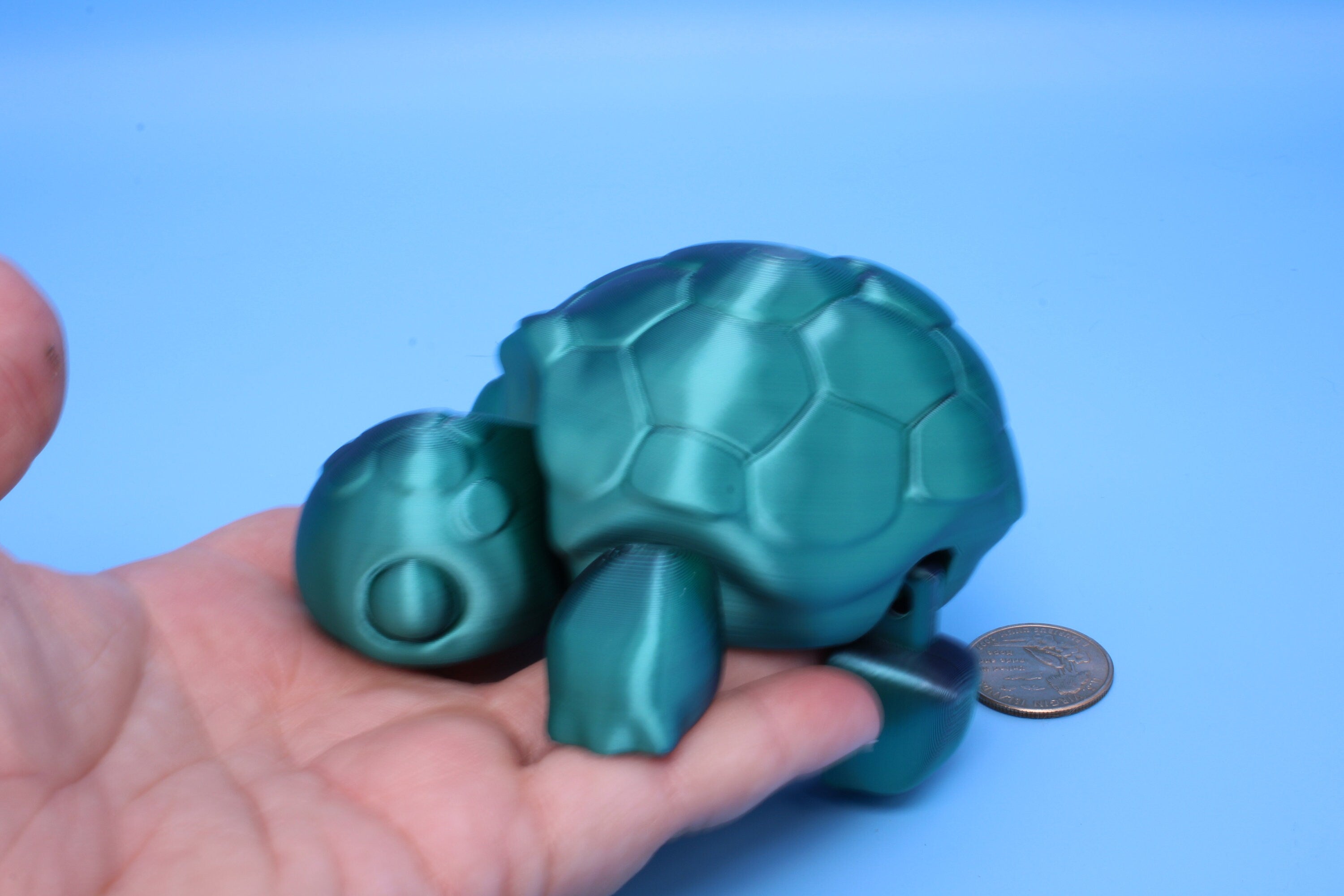 Articulating Turtle | 3D Printed Black & Green Cute Turtle with heart on shell.