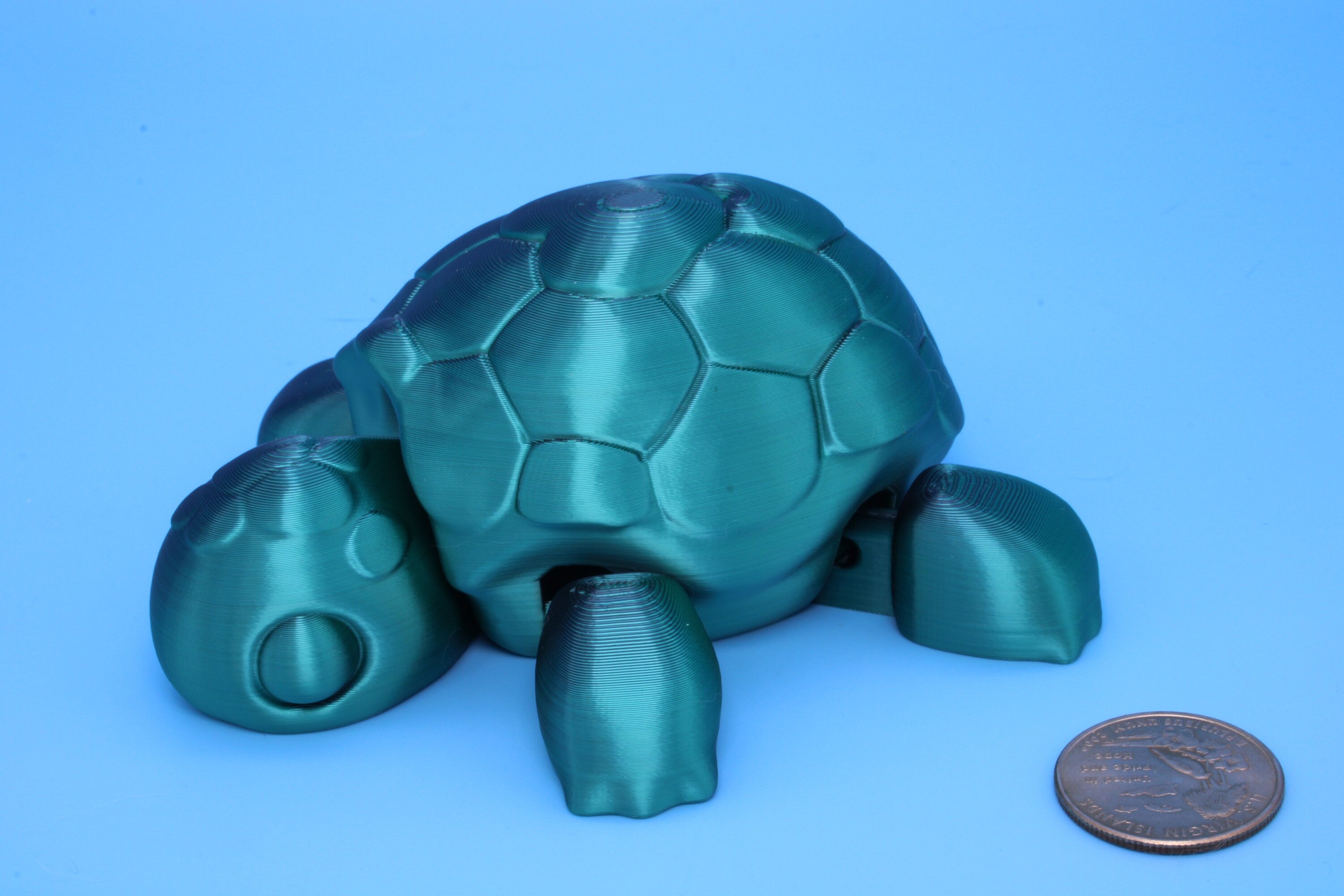 Articulating Turtle | 3D Printed Black & Green Cute Turtle with heart on shell.