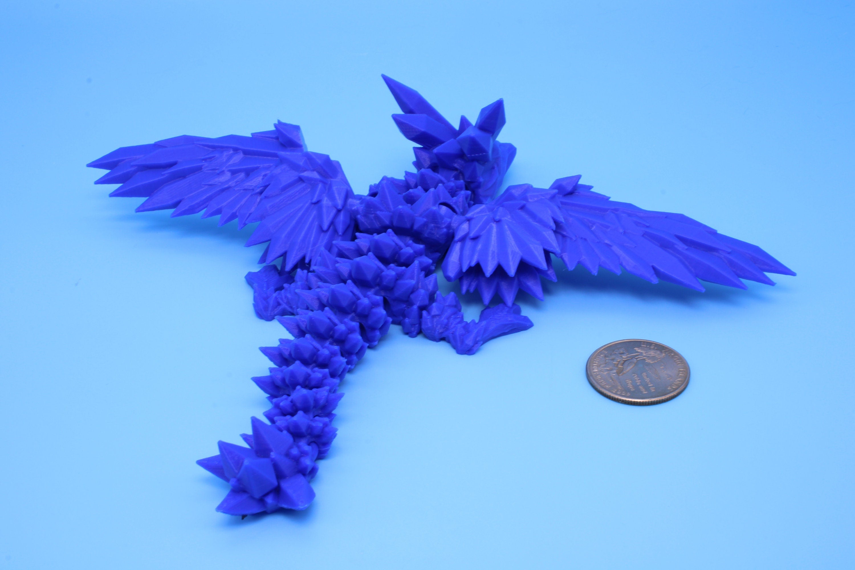 Baby Crystal Wing Dragon- Blue | Miniature | 3D printed | 7 in.
