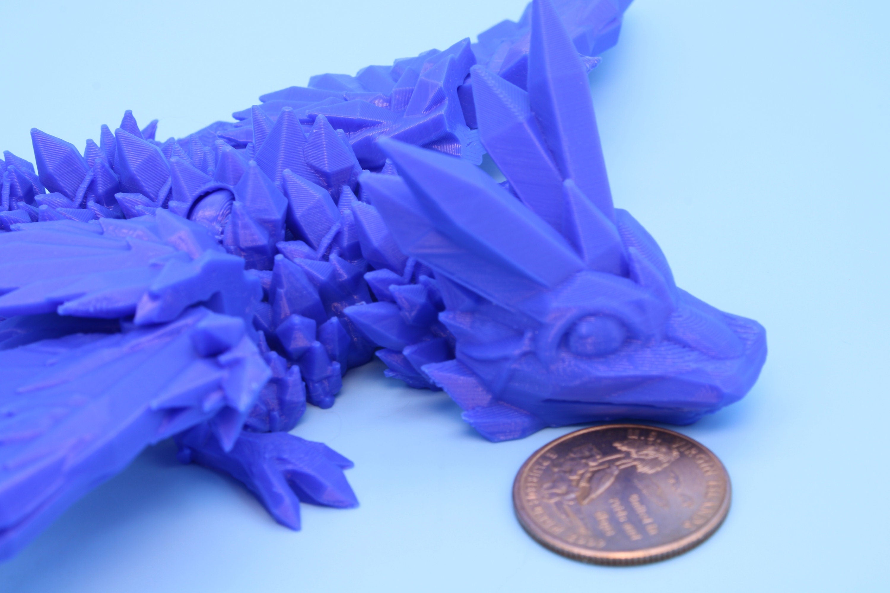 Baby Crystal Wing Dragon- Blue | Miniature | 3D printed | 7 in.