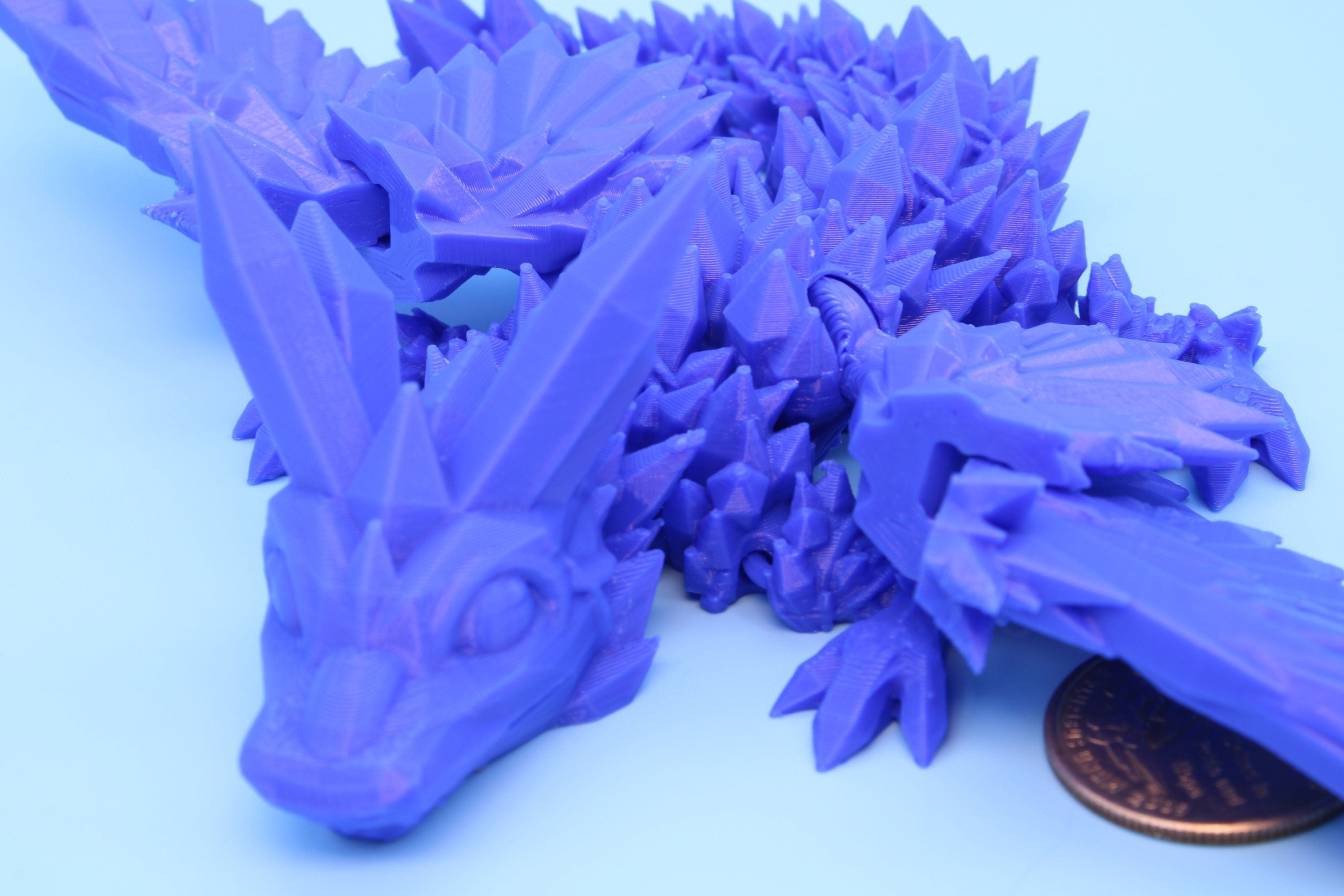 Baby Crystal Wing Dragon- Blue | Miniature | 3D printed | 7 in.