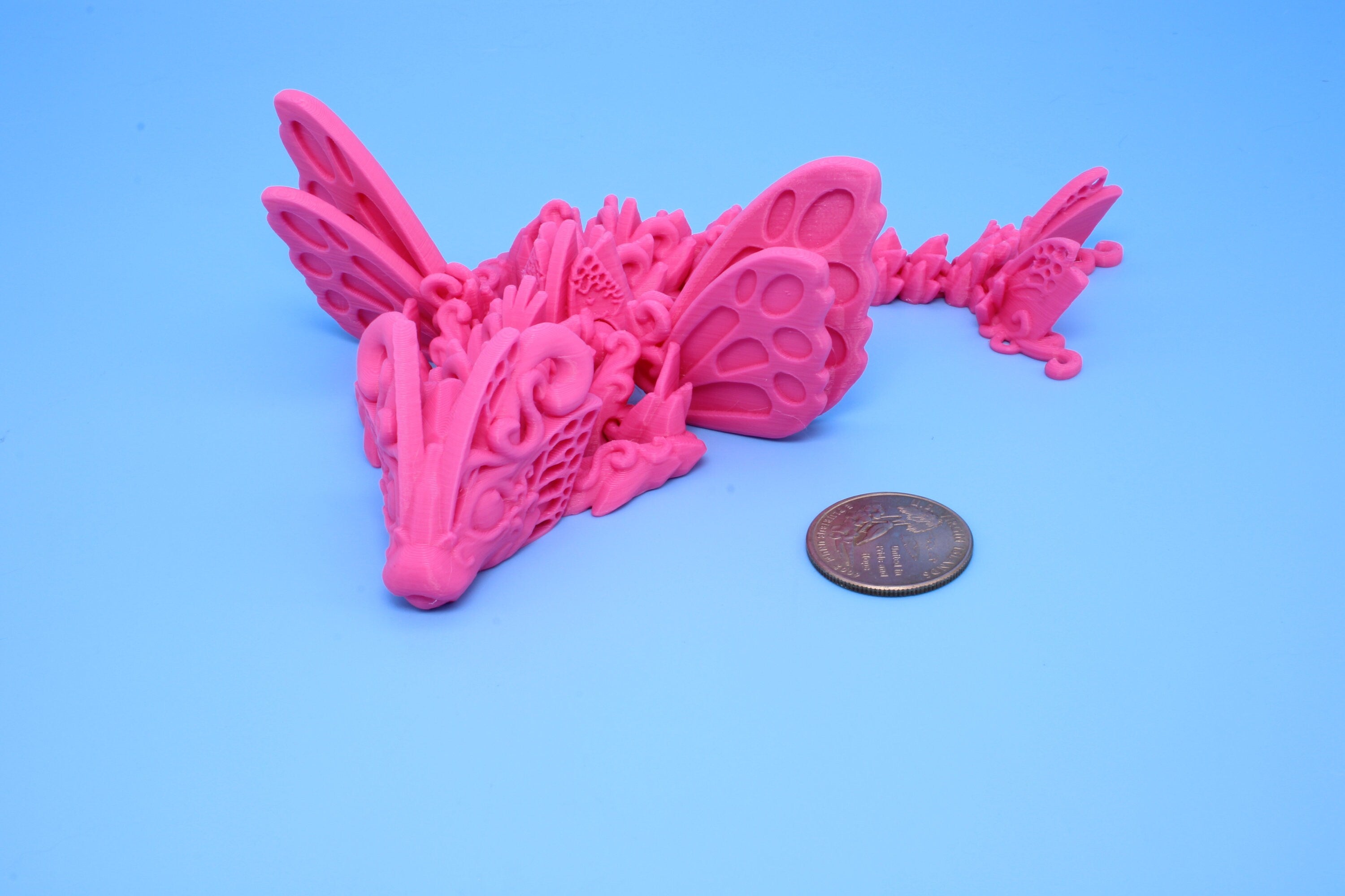 Butterfly Wing Dragon | 3D Printed, Miniature Articulating Dragon 8 in.