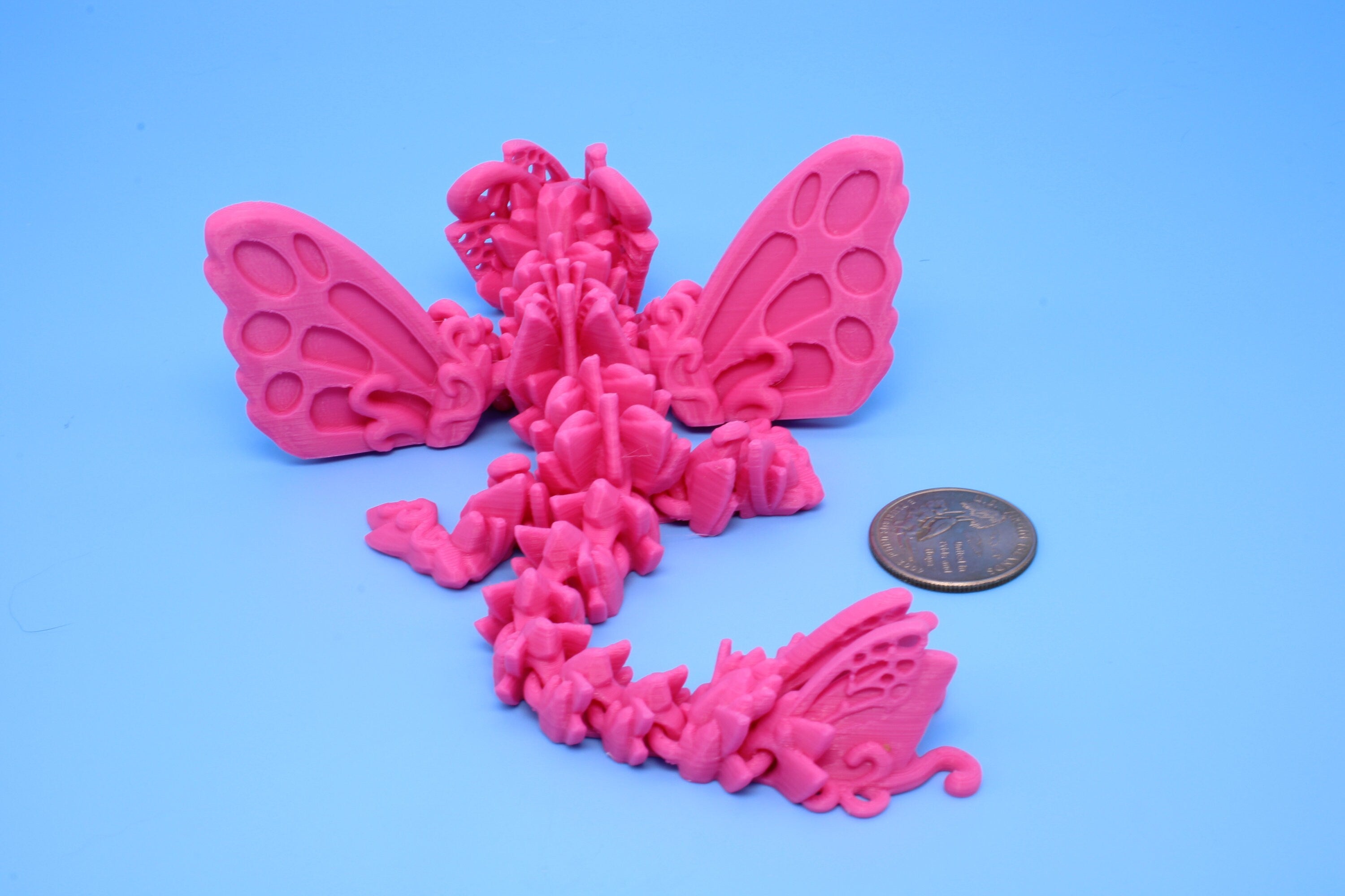 Butterfly Wing Dragon | 3D Printed, Miniature Articulating Dragon 8 in.