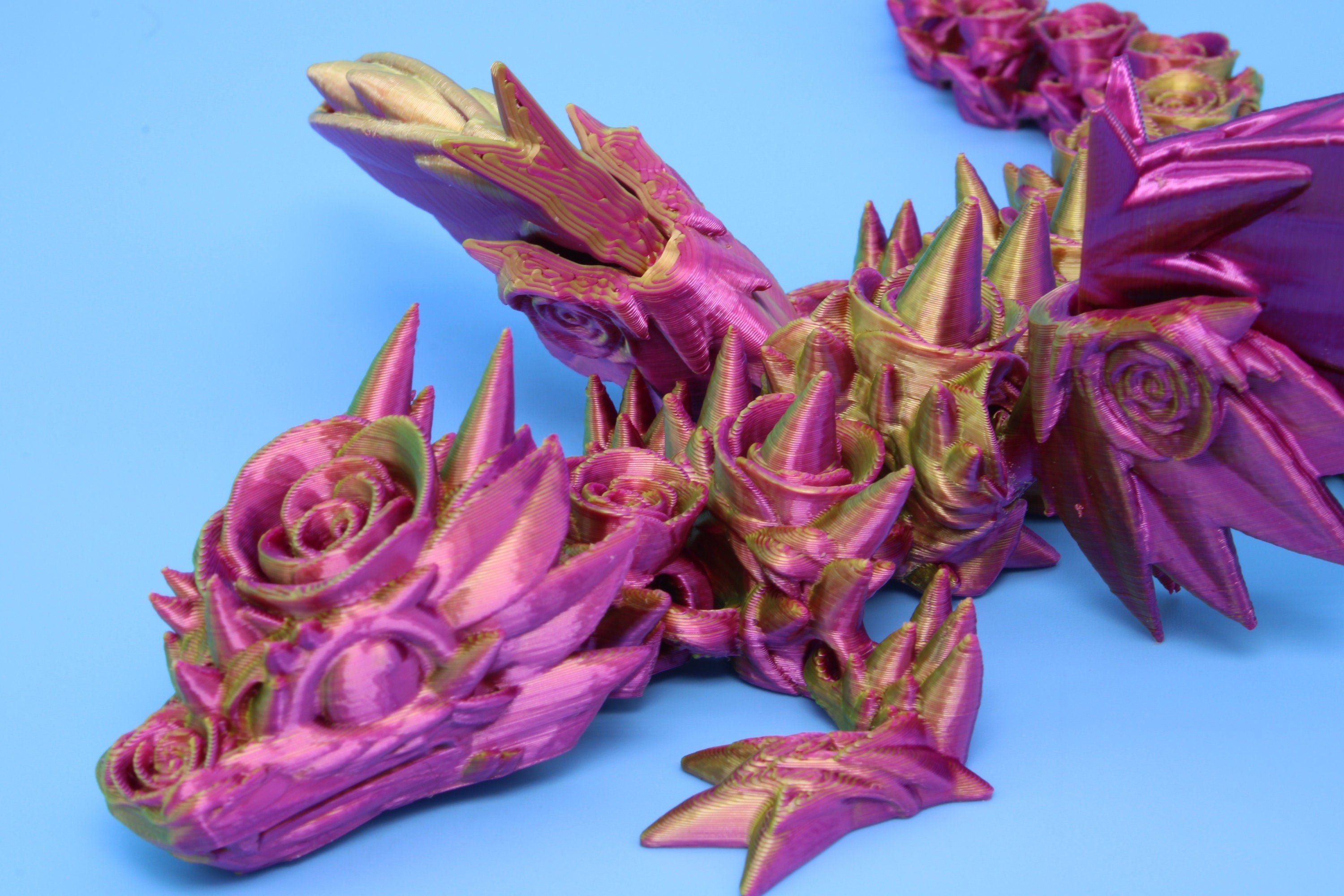 Baby Rose Wing Dragon | 3D Printed | Fidget | Flexi Toy 8.5 in. | Stress Relief Gift