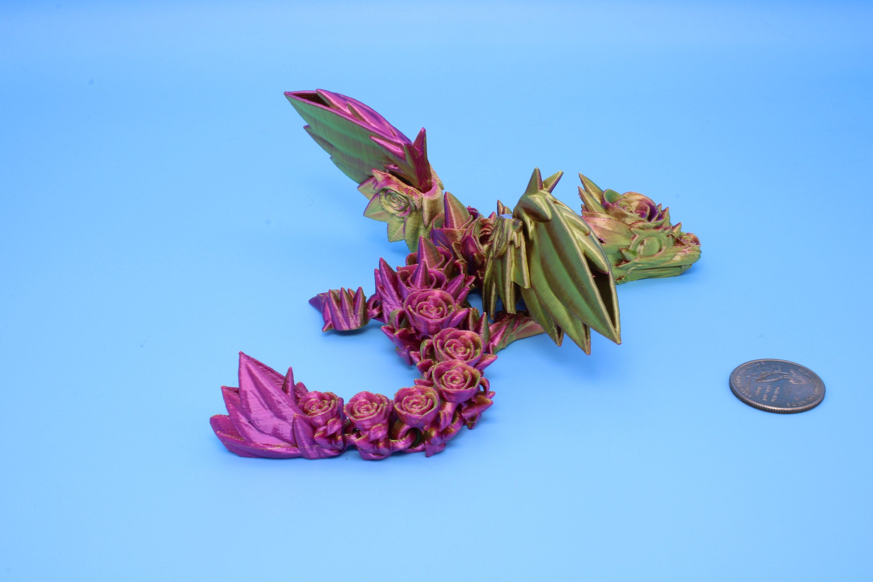 Baby Rose Wing Dragon | 3D Printed | Fidget | Flexi Toy 8.5 in. | Stress Relief Gift