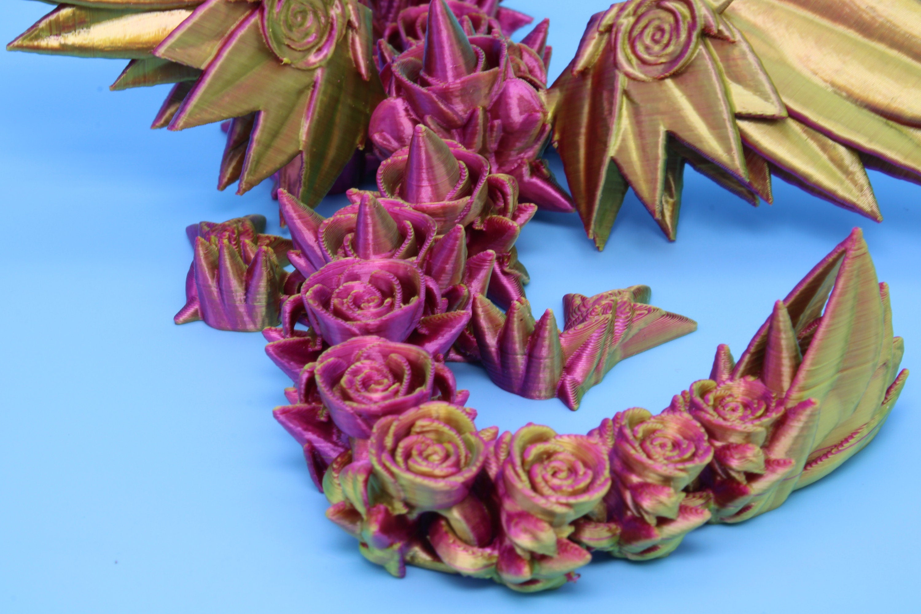 Baby Rose Wing Dragon | 3D Printed | Fidget | Flexi Toy 8.5 in. | Stress Relief Gift