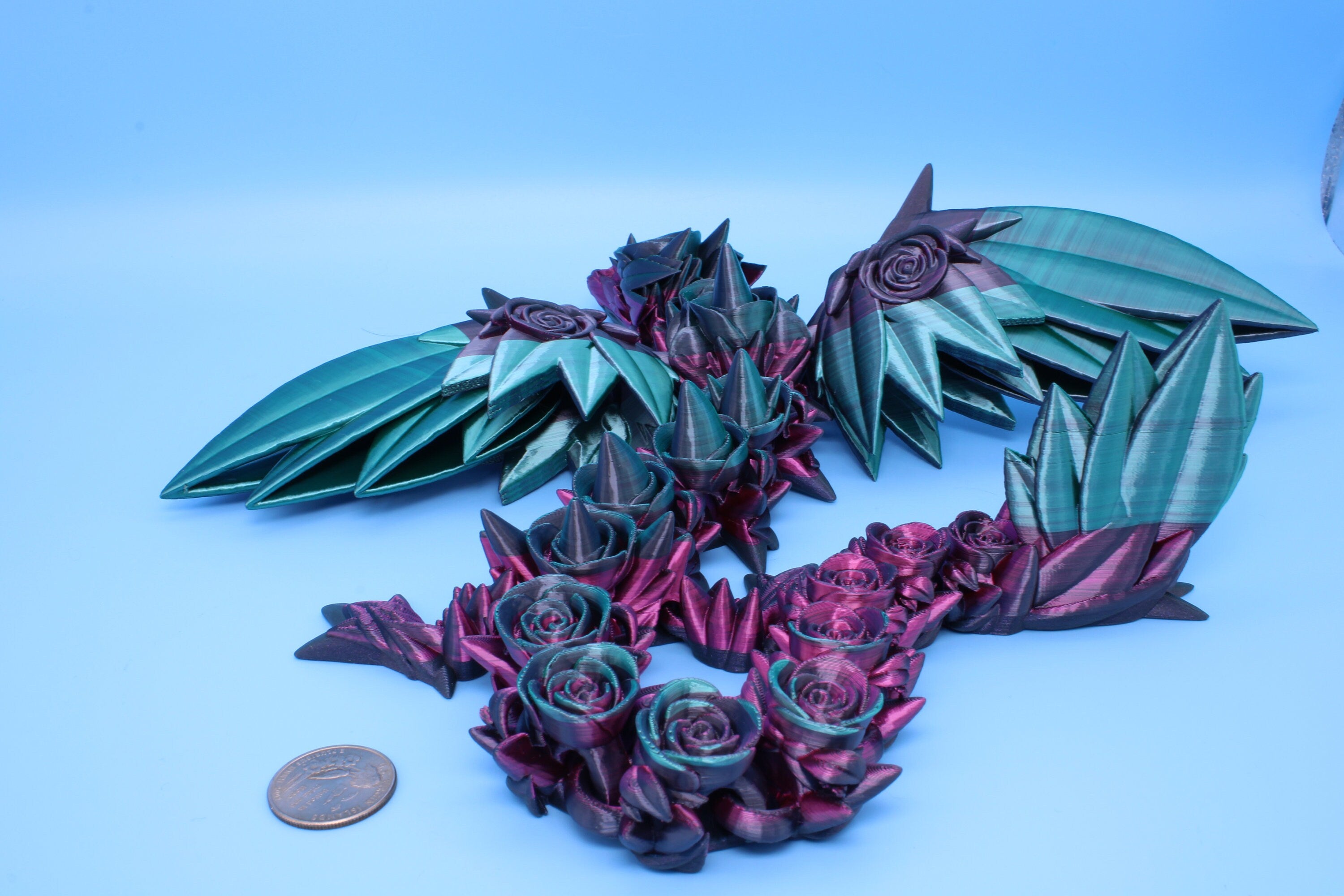 Rose Wing Dragon | Articulating Dragon | 3D Printed Fidget | 19 in.