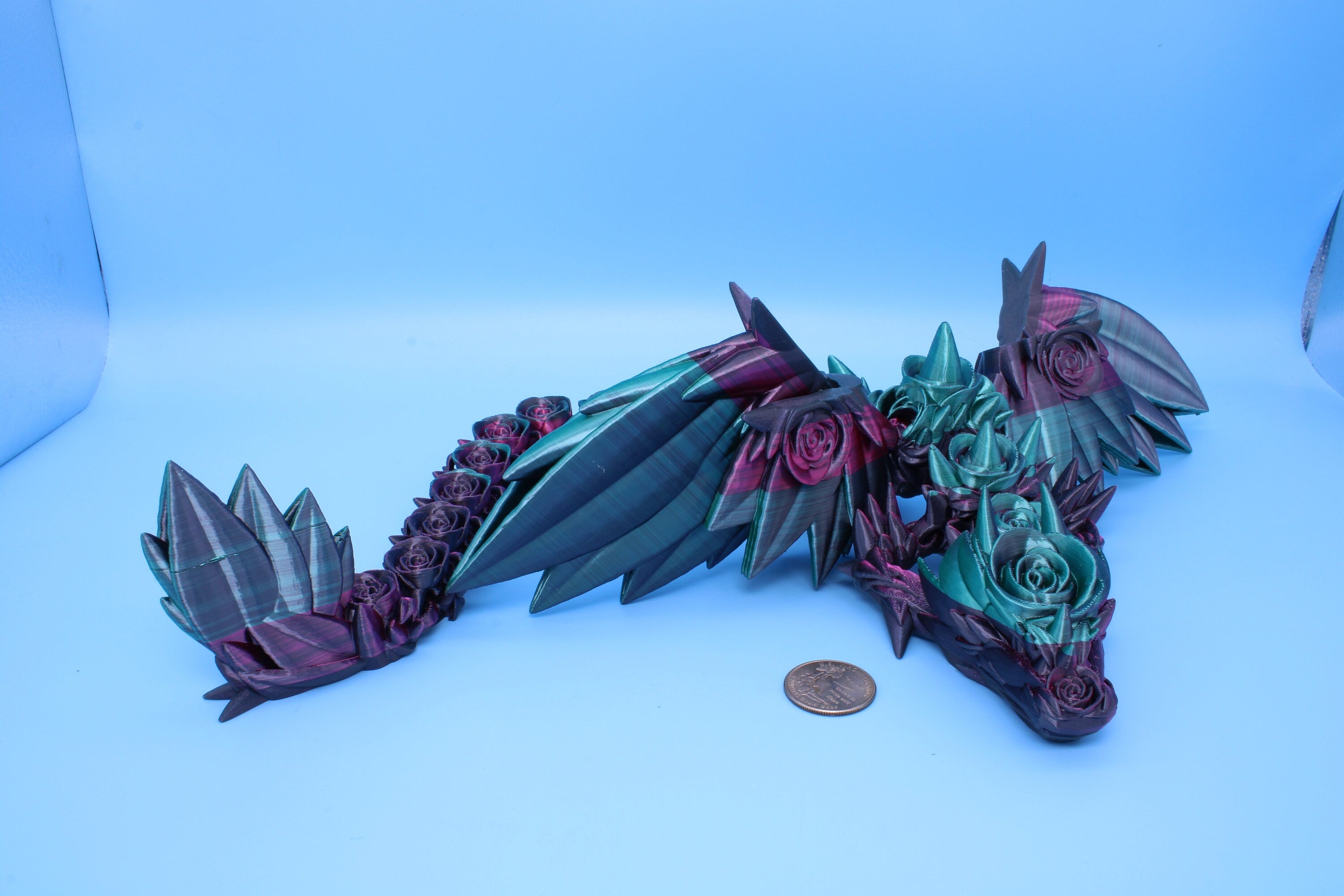 Rose Wing Dragon | Articulating Dragon | 3D Printed Fidget | 19 in.