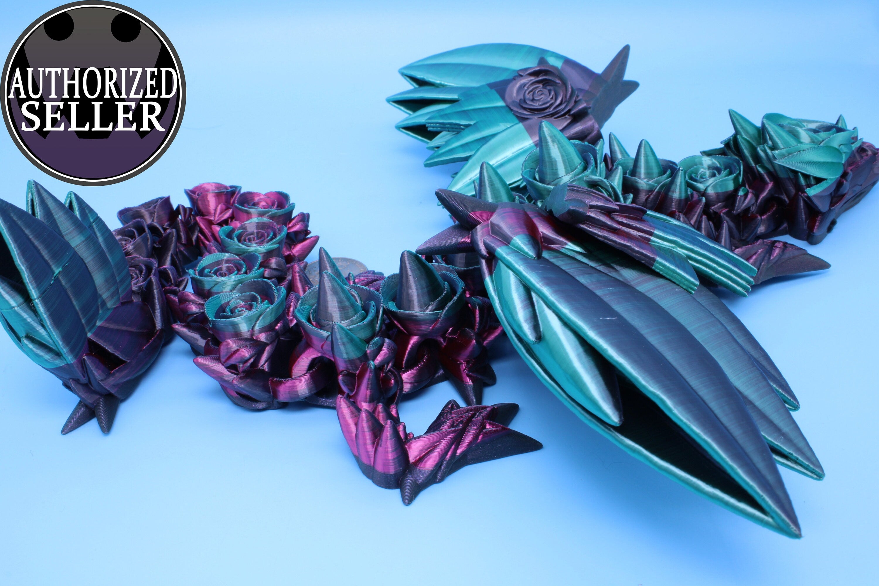 Rose Wing Dragon | Articulating Dragon | 3D Printed Fidget | 19 in.