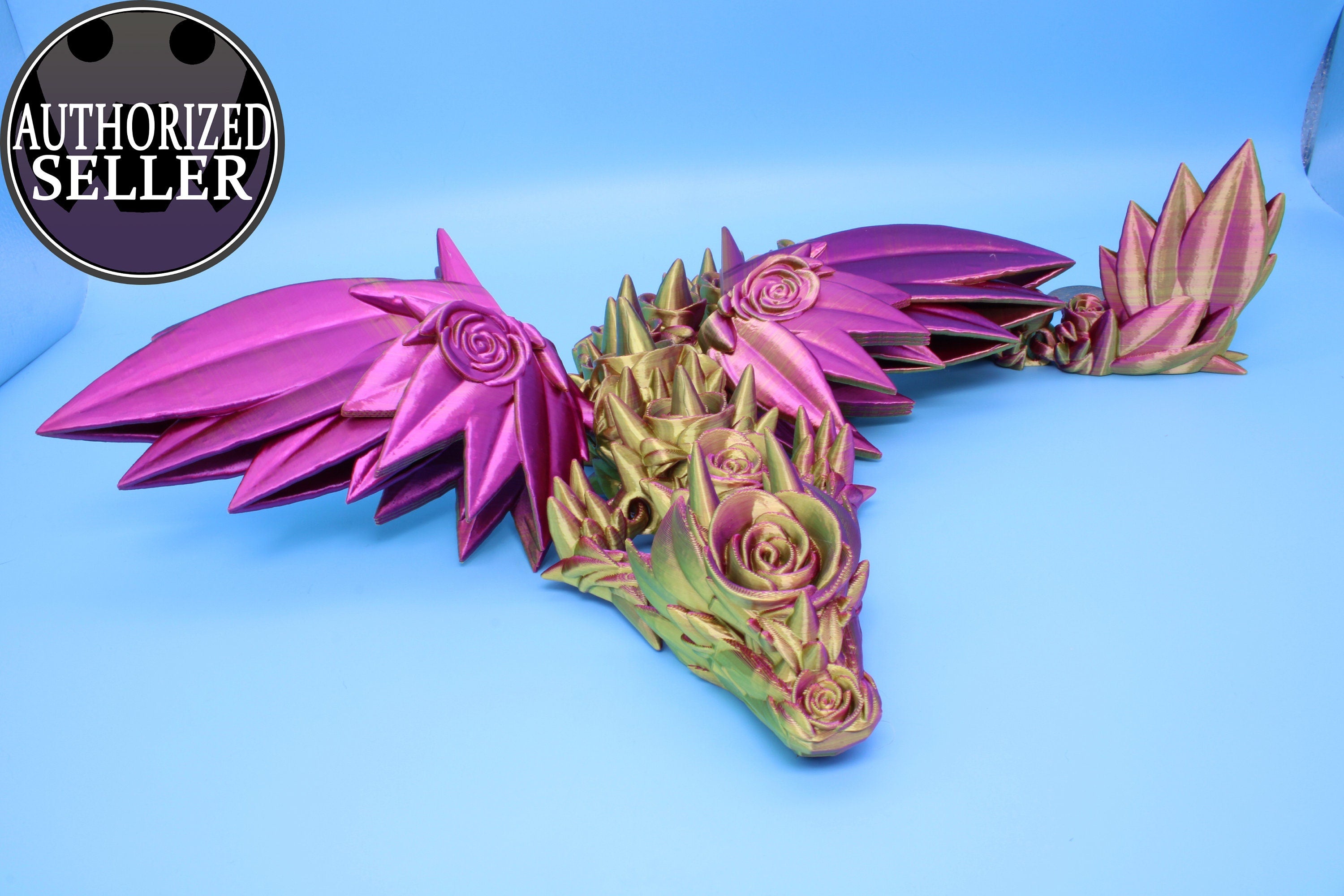 Rose Wing Dragon | Articulating Dragon | 3D Printed Fidget | 19 in. | Made To Order