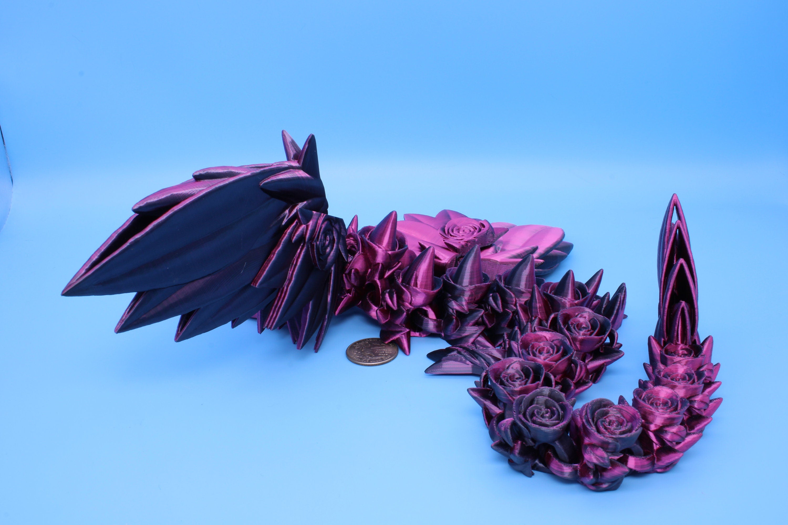 Rose Wing Dragon | Articulating Dragon | 3D Printed Fidget | 19 in. | Made To Order