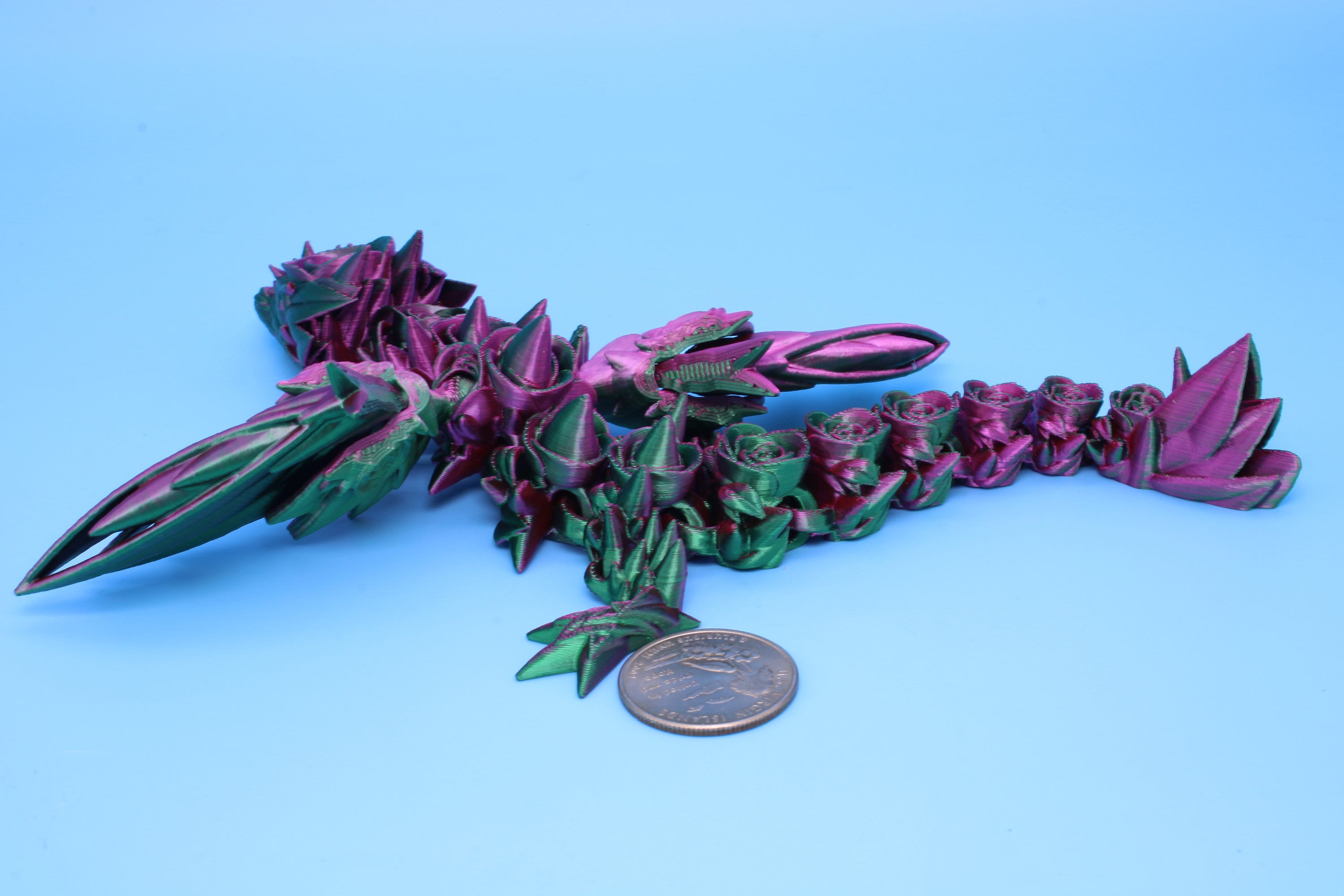 Baby Rose Wing Dragon | 3D Printed | Fidget | Flexi Toy 8.5 in. | Stress Relief Gift