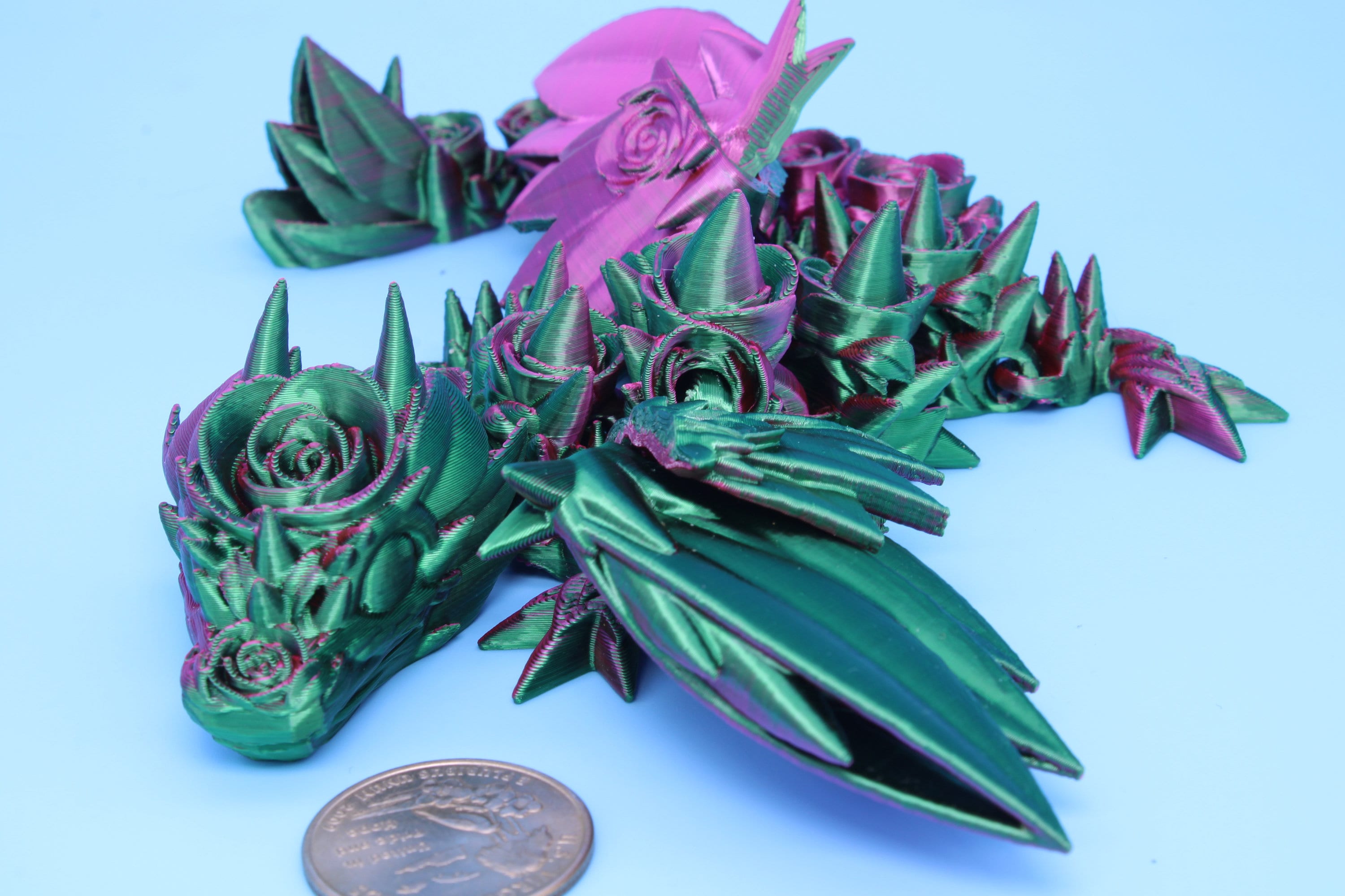 Baby Rose Wing Dragon | 3D Printed | Fidget | Flexi Toy 8.5 in. | Stress Relief Gift