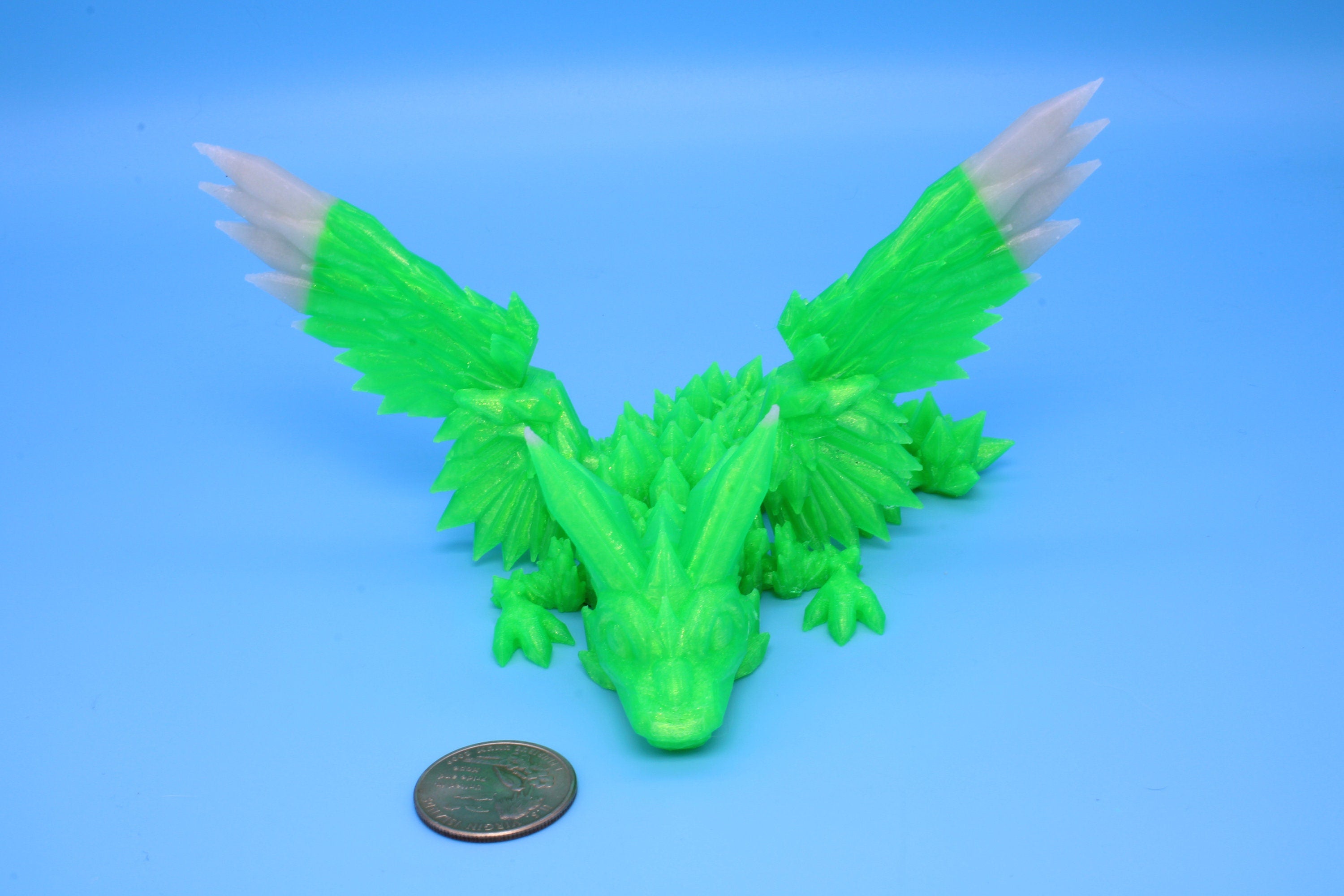 Baby Crystal Wing Dragon | Miniature | 3D printed | Dragon Fidget | Flexi Toy | 7 in. | Pet Dragon.