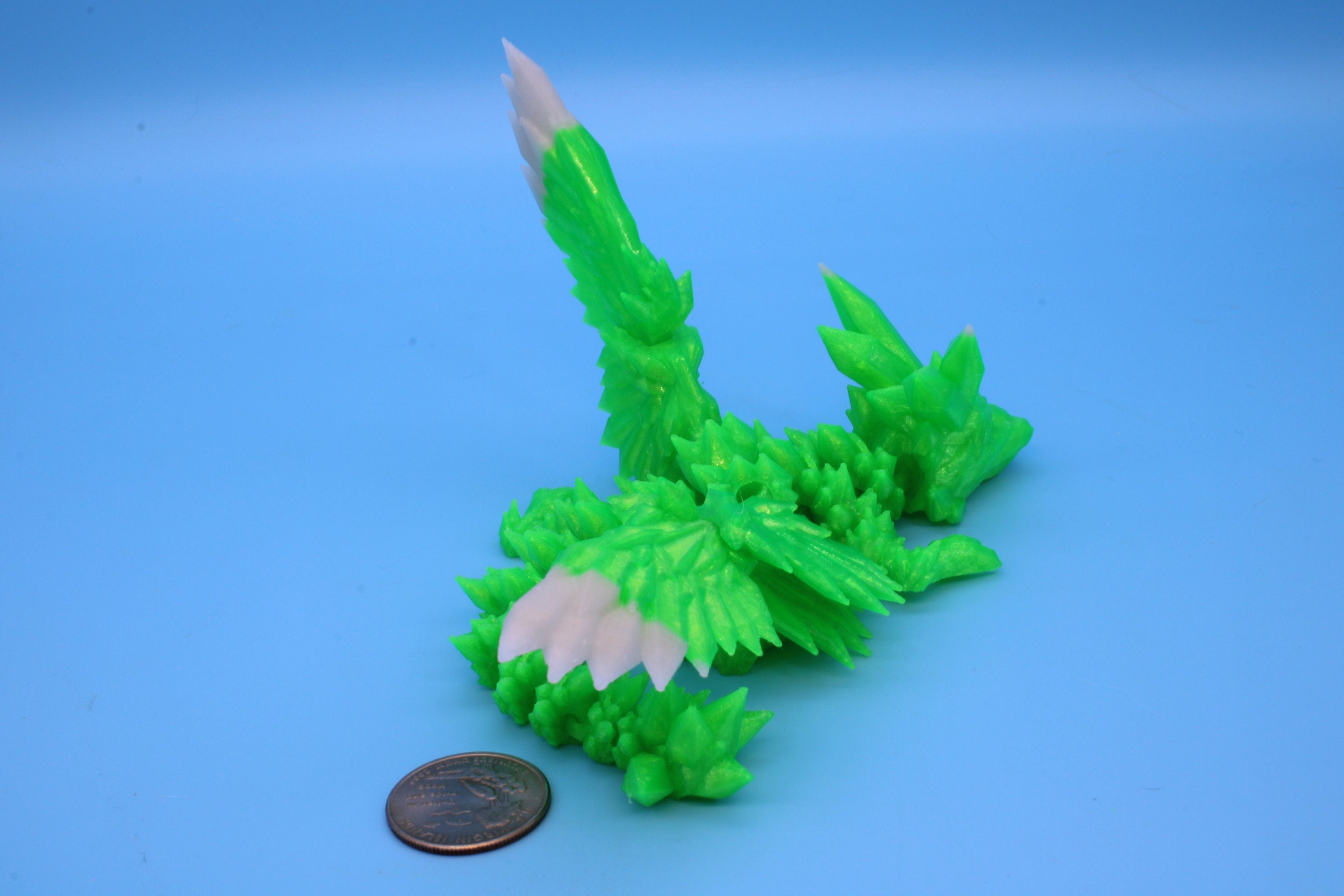 Baby Crystal Wing Dragon | Miniature | 3D printed | Dragon Fidget | Flexi Toy | 7 in. | Pet Dragon.