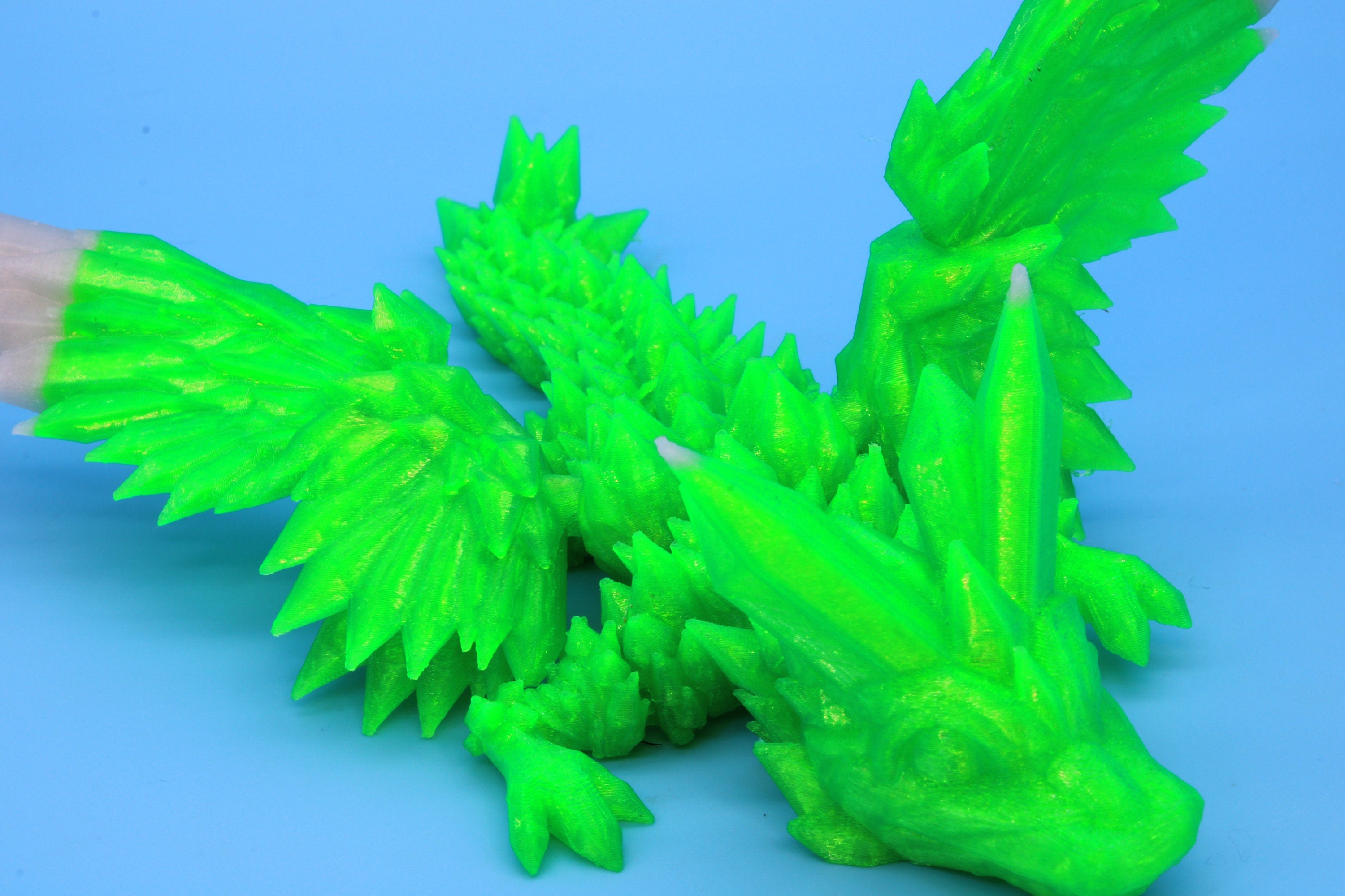 Baby Crystal Wing Dragon | Miniature | 3D printed | Dragon Fidget | Flexi Toy | 7 in. | Pet Dragon.