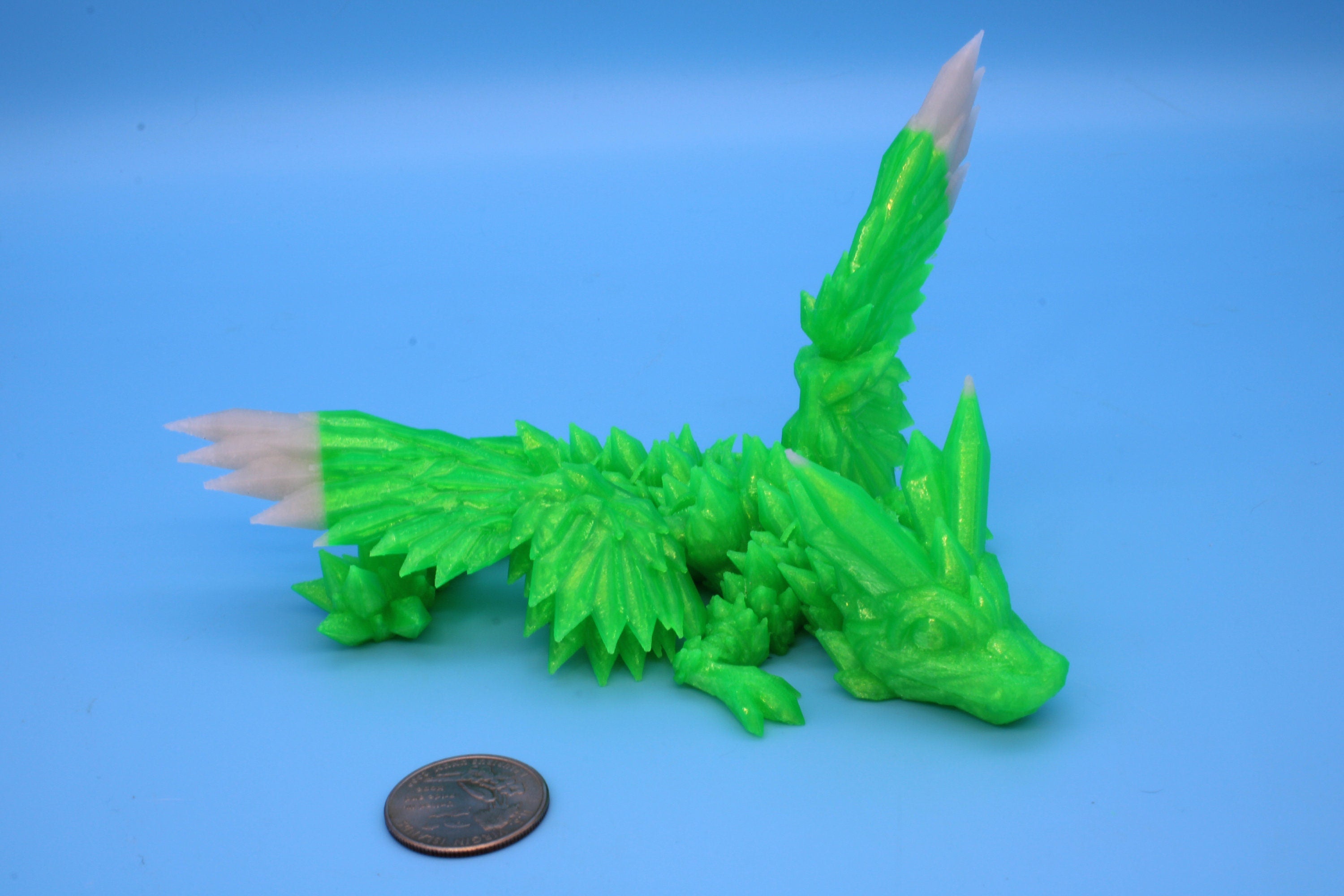 Baby Crystal Wing Dragon | Miniature | 3D printed | Dragon Fidget | Flexi Toy | 7 in. | Pet Dragon.