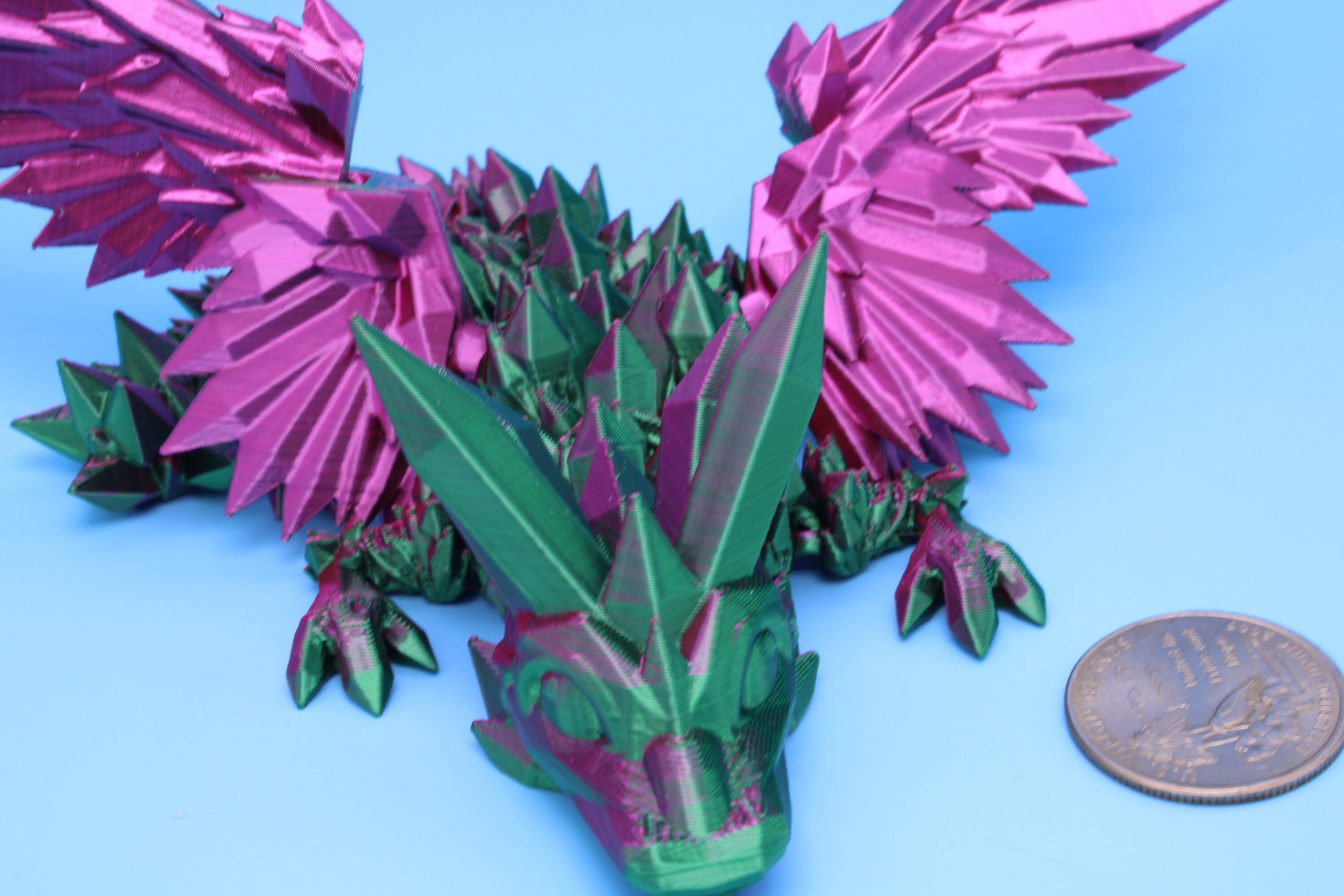 Baby Crystal Wing Dragon | Miniature | 3D printed | 7 in.