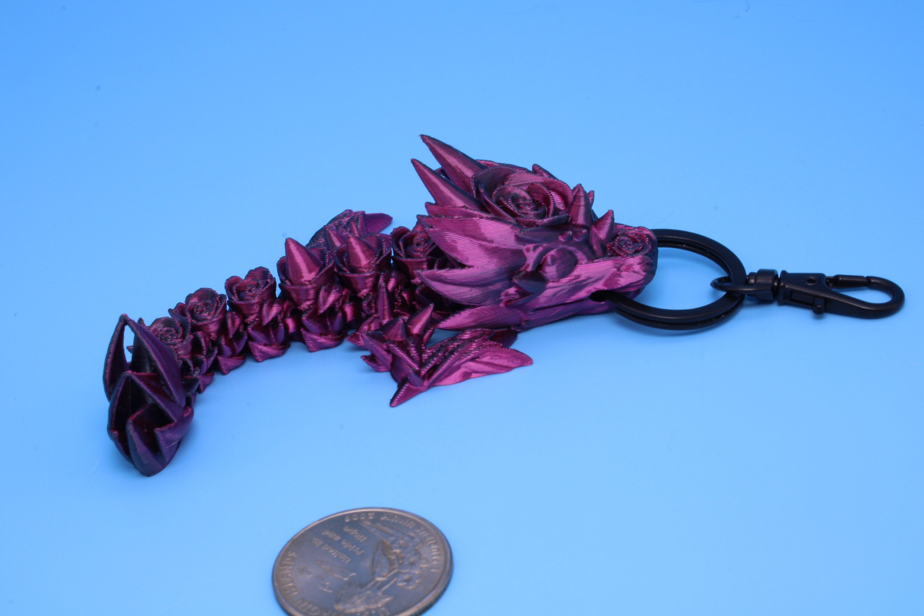 Baby Rose Dragon- Tadling Keychain | 3D Printed Rose Dragon | 4.75 inches Made to Order