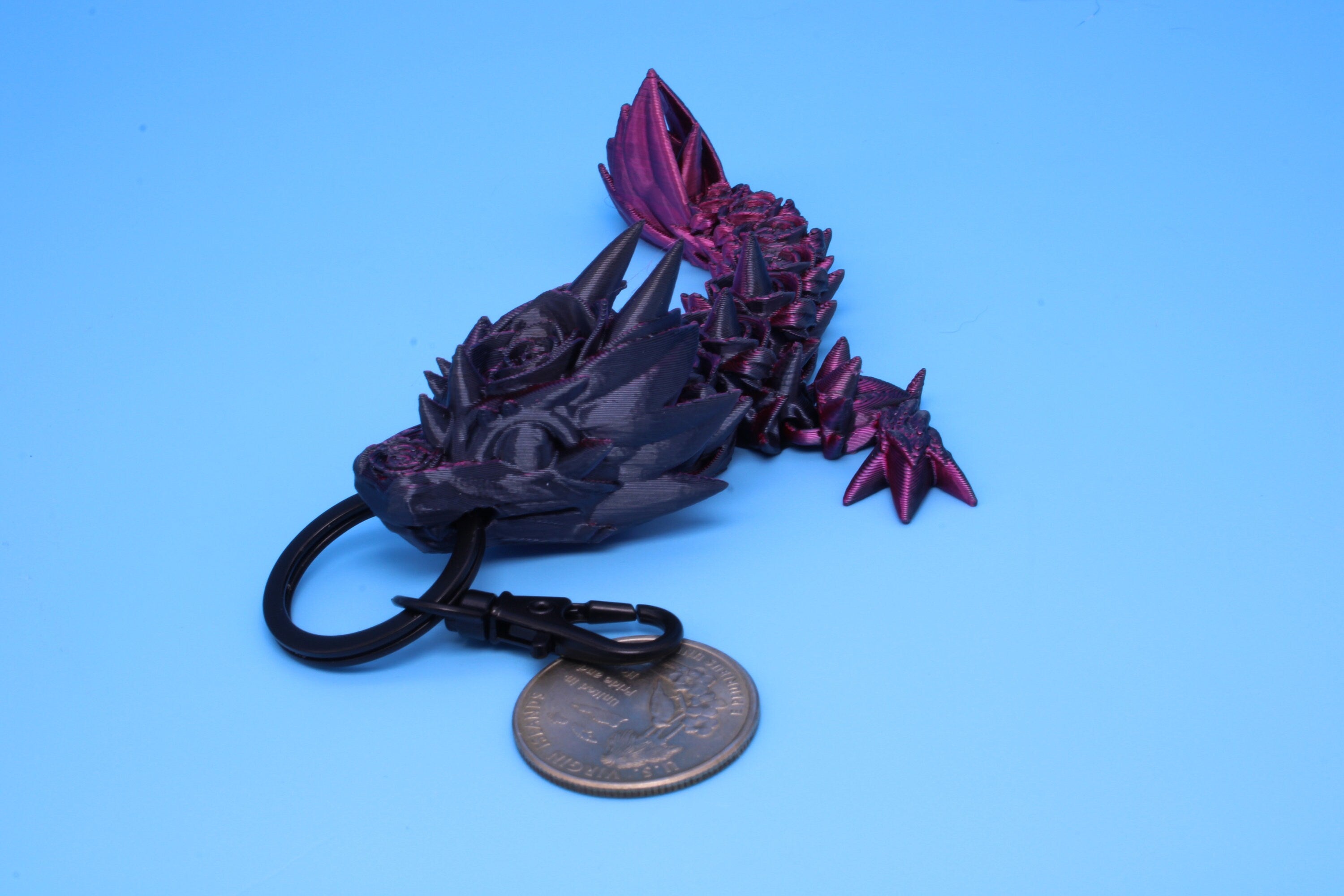 Baby Rose Dragon- Tadling Keychain | 3D Printed Rose Dragon | 4.75 inches Made to Order