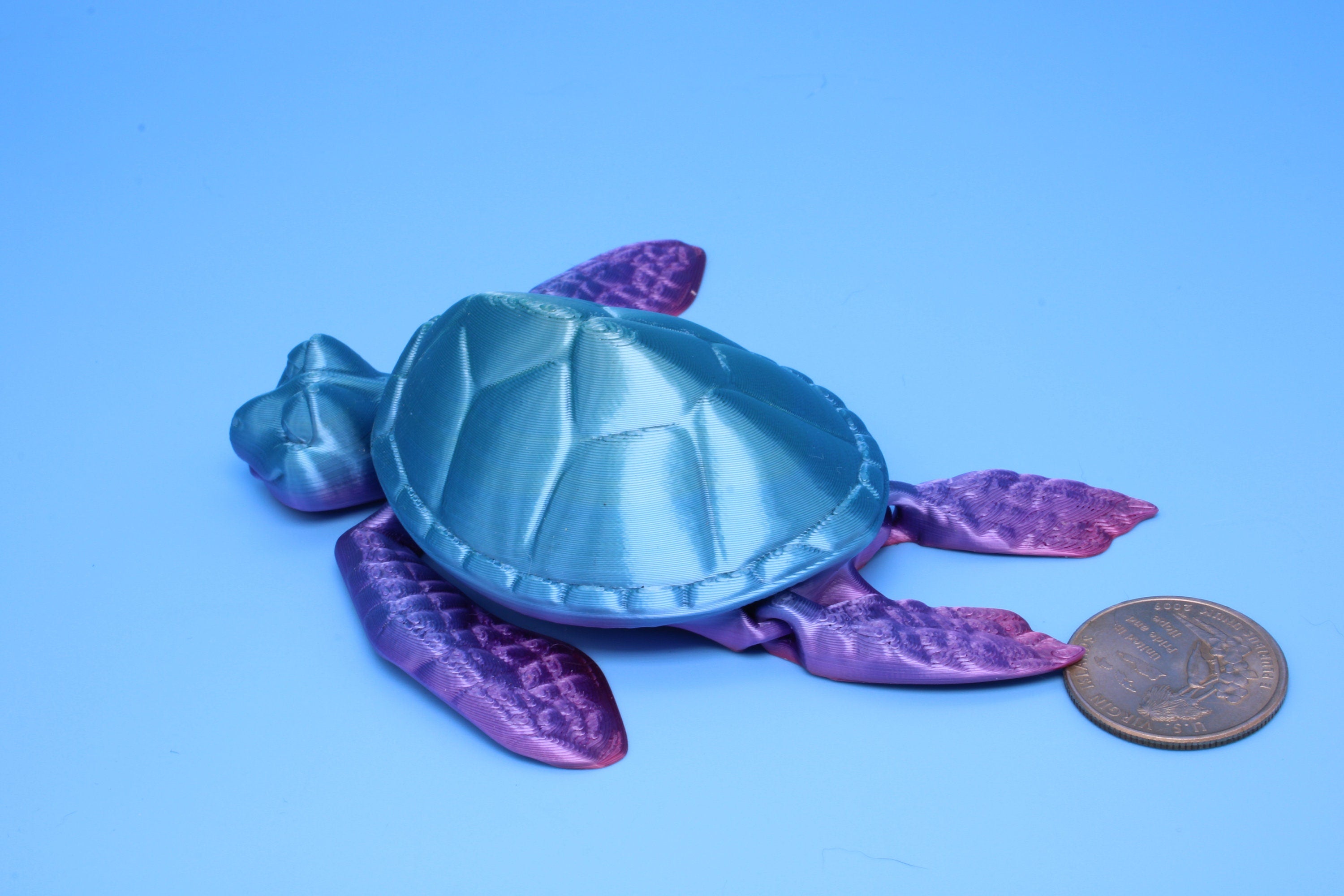 Turtle- Blue & Purple | Cute Flexi Toy | Articulating Turtle | 3D printed 4.75 in.