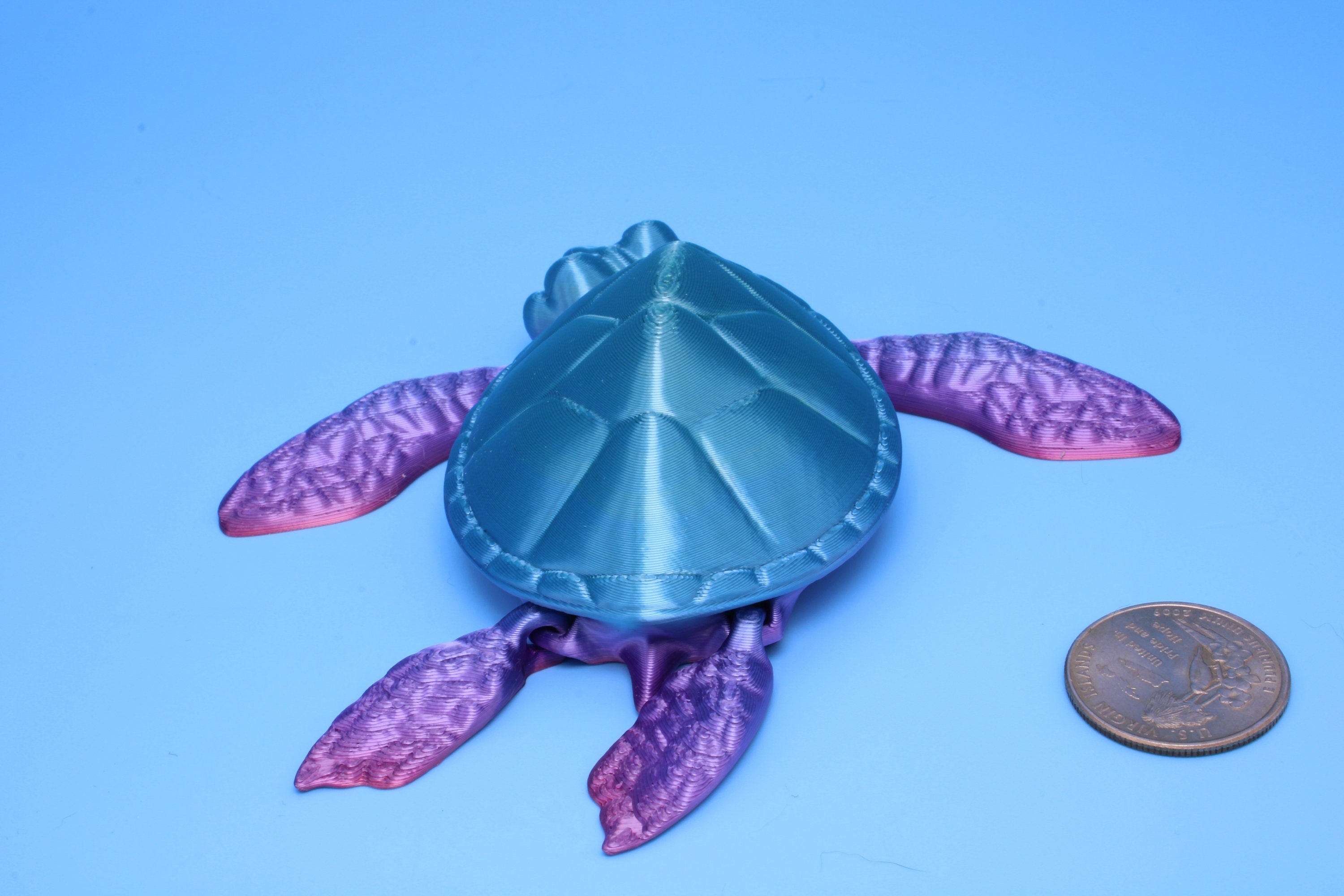 Turtle- Blue & Purple | Cute Flexi Toy | Articulating Turtle | 3D printed 4.75 in.