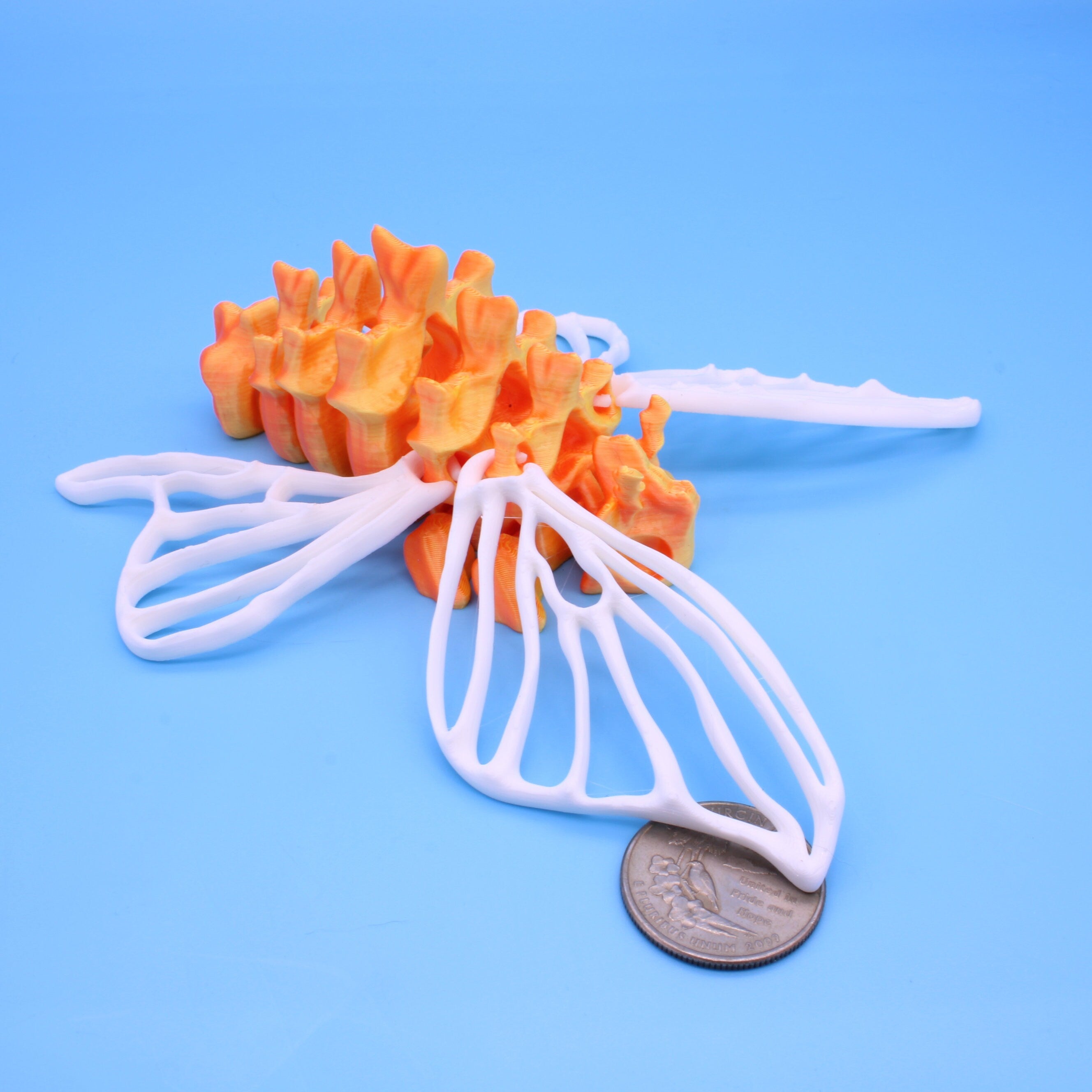 Bone Moth | Orange / Yellow Body | 3D Printed