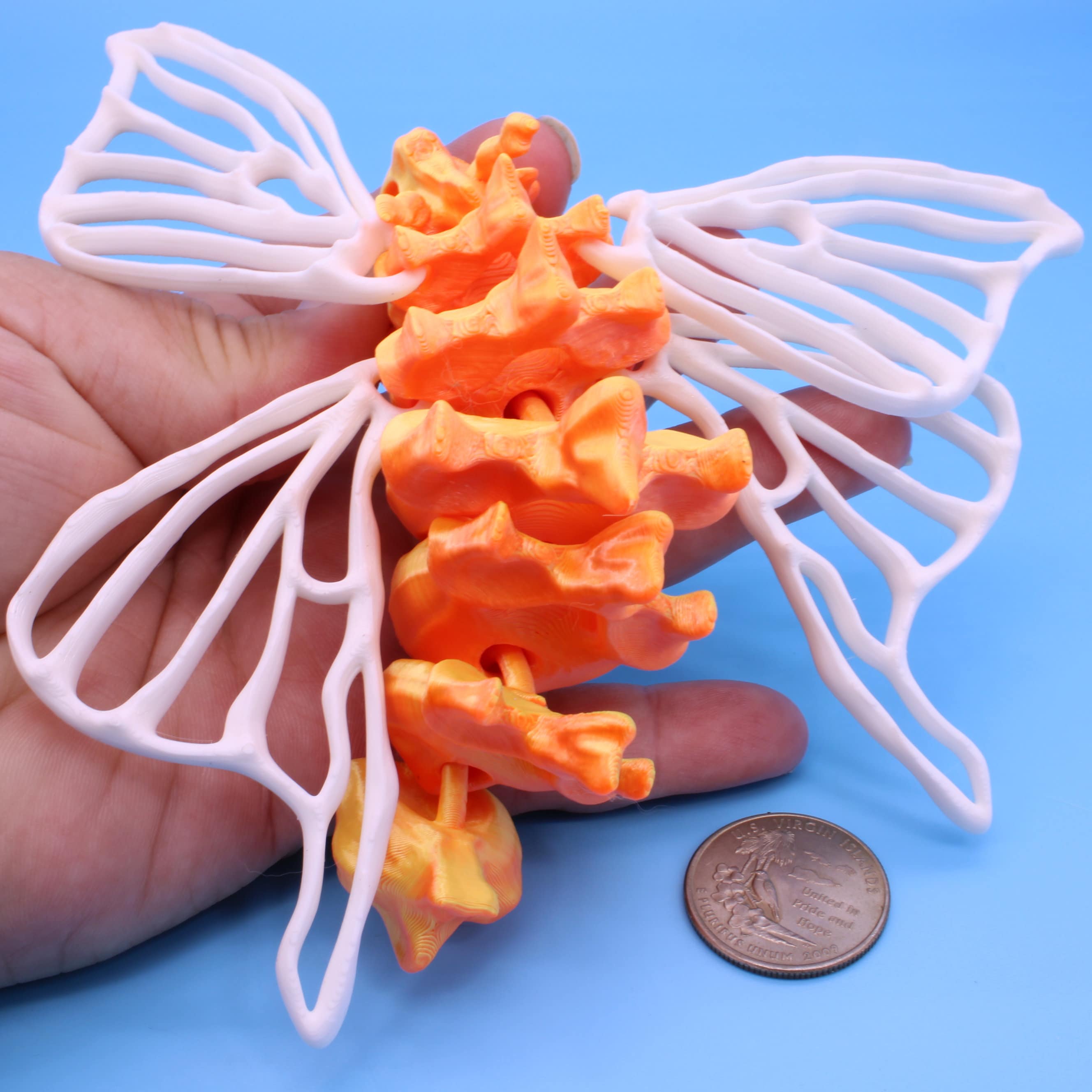 Bone Moth | Orange / Yellow Body | 3D Printed