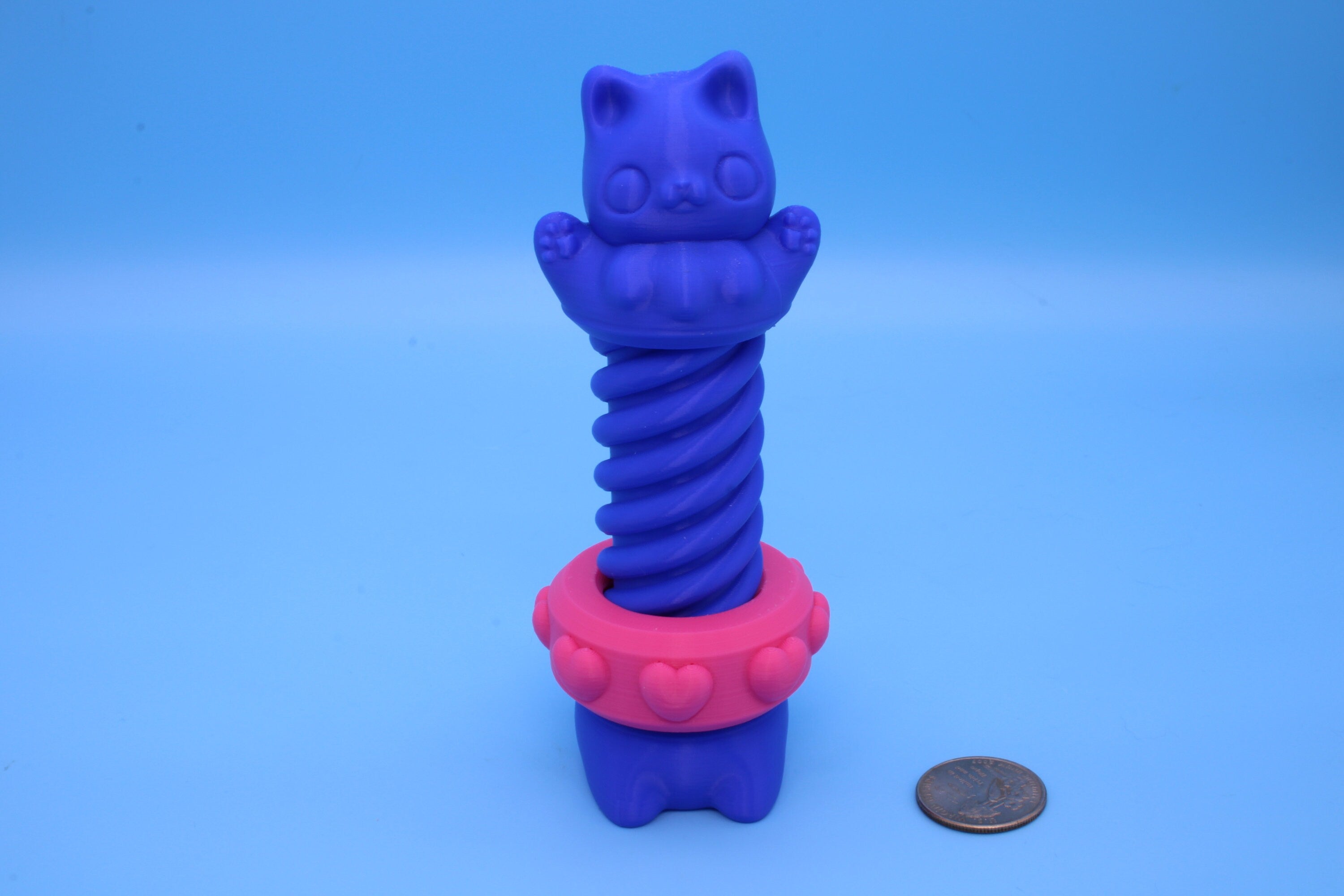 Blue Kitty Cat Bolt with Pink. 2 sizes.