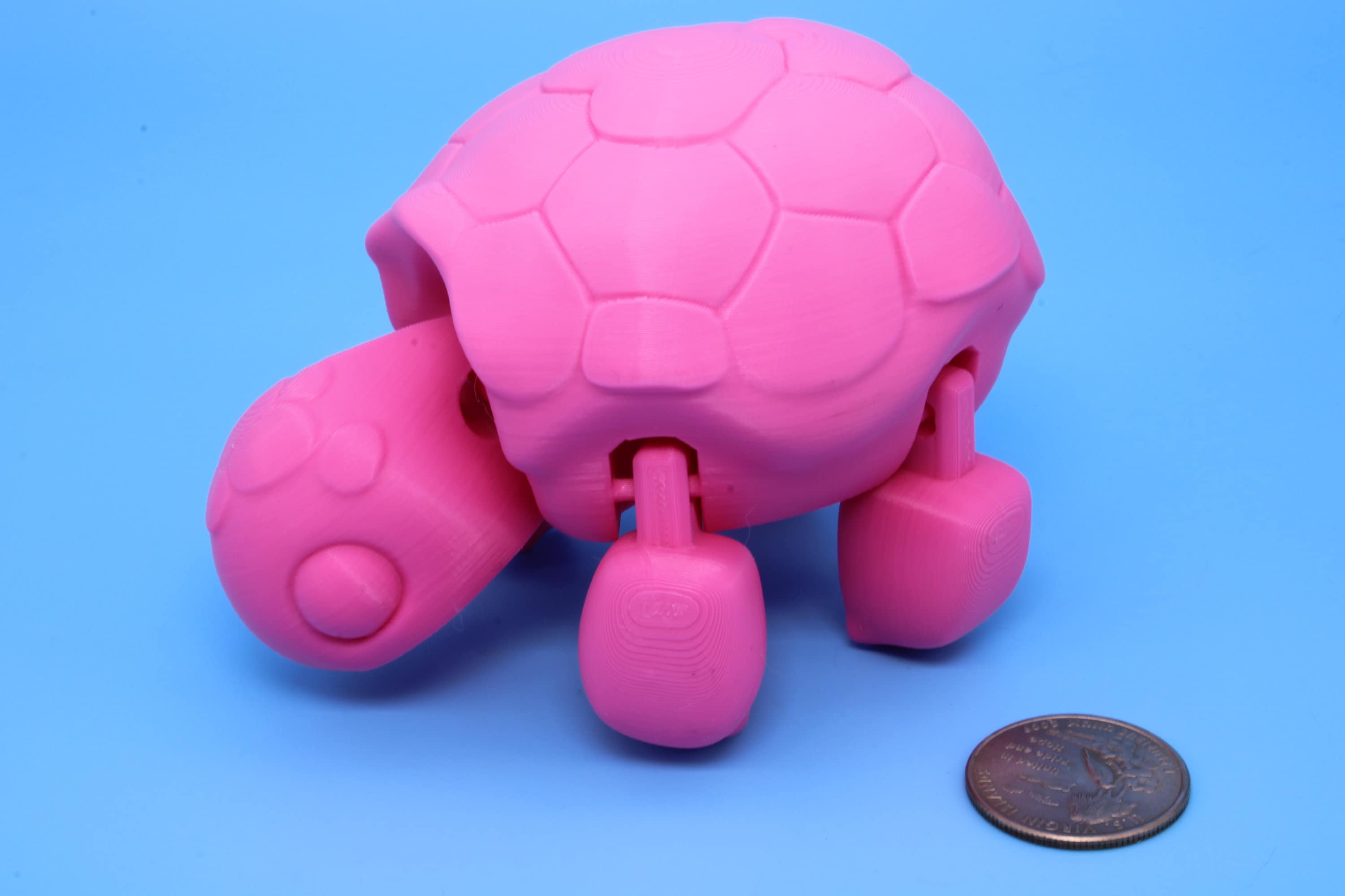 Articulating Turtle | 3D Printed Pink Cute Turtle with heart on shell.