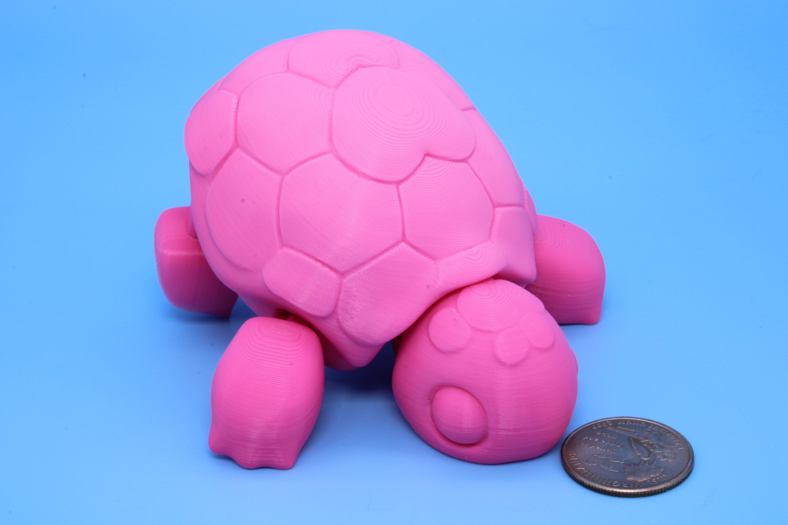 Articulating Turtle | 3D Printed Pink Cute Turtle with heart on shell.