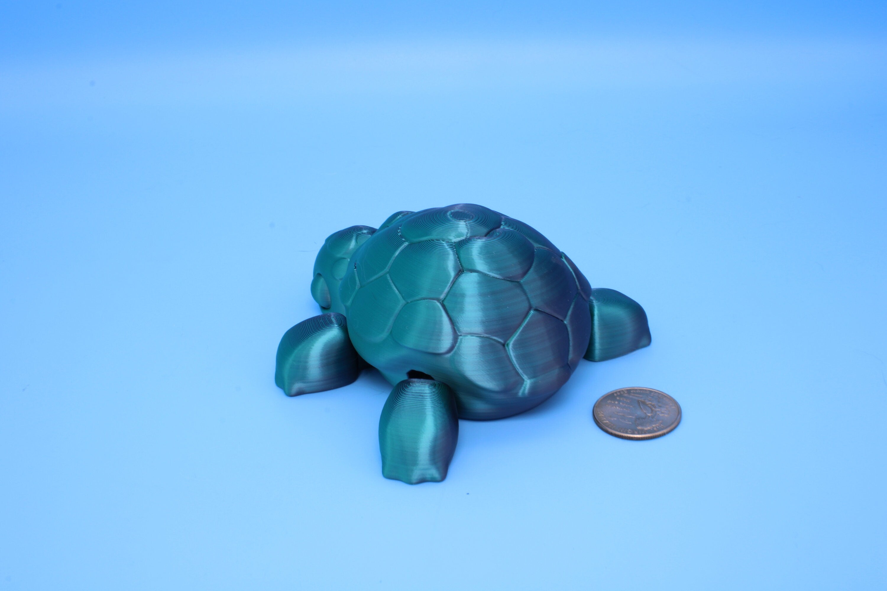 Articulating Turtle | 3D Printed Black & Green Cute Turtle with heart on shell.