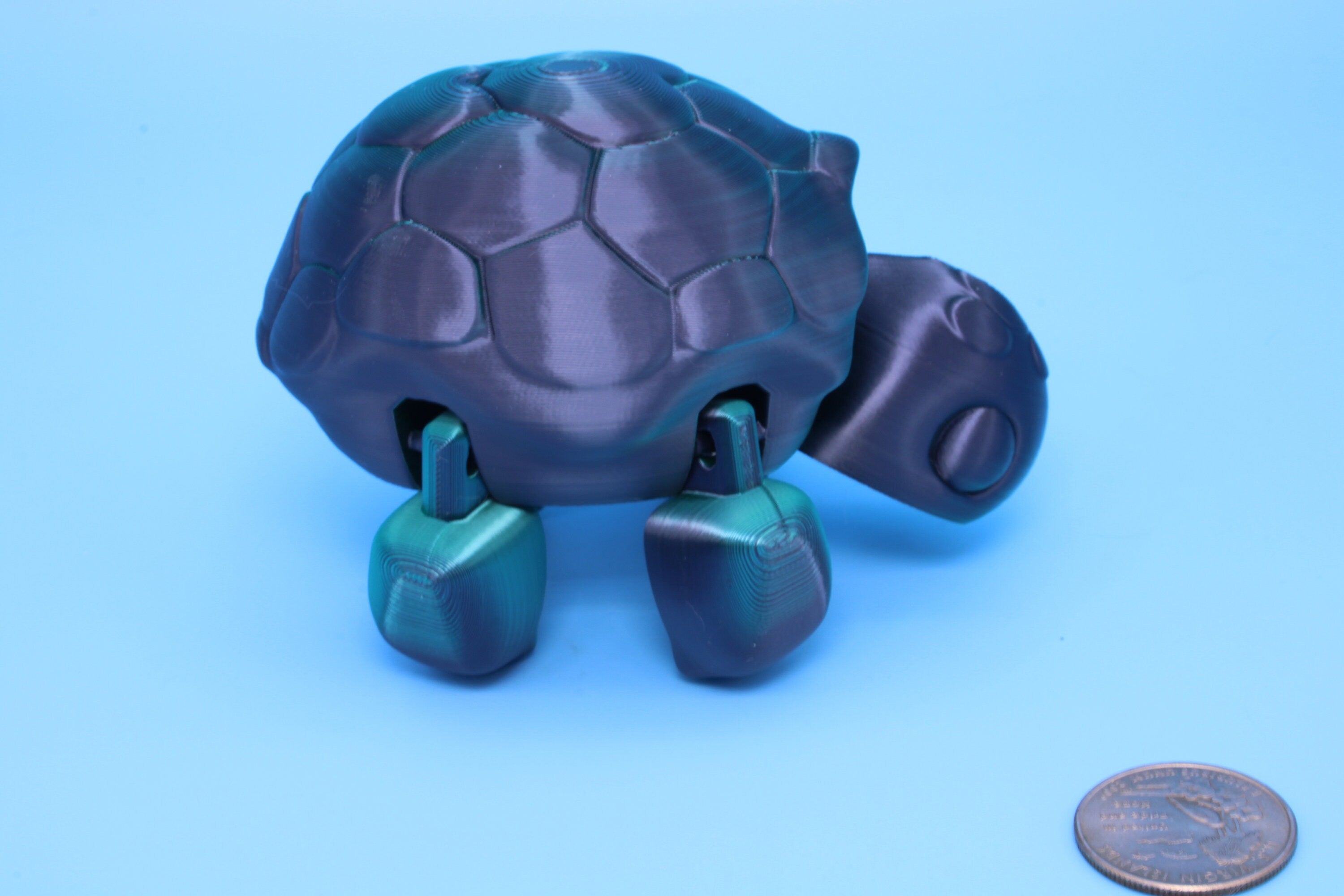 Articulating Turtle | 3D Printed Black & Green Cute Turtle with heart on shell.