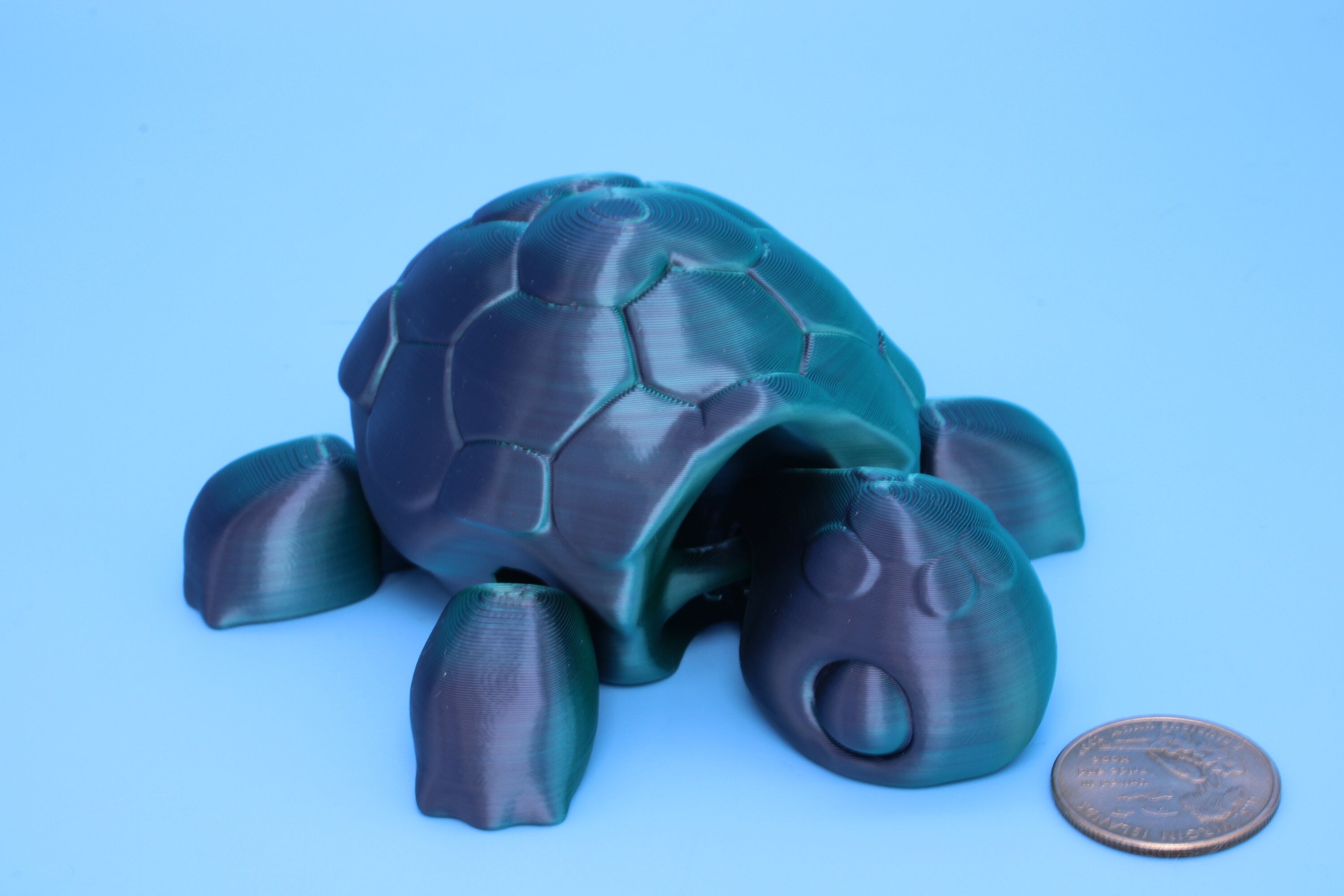 Articulating Turtle | 3D Printed Black & Green Cute Turtle with heart on shell.