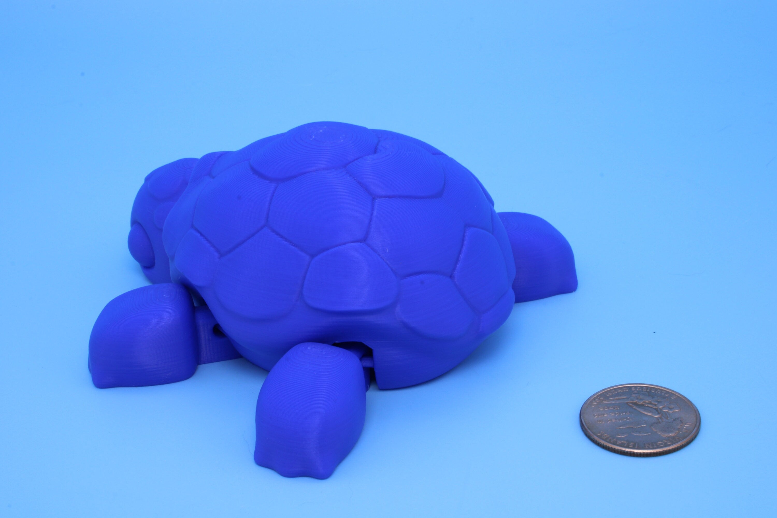 Articulating Turtle | 3D Printed Blue Cute Turtle with heart on shell.