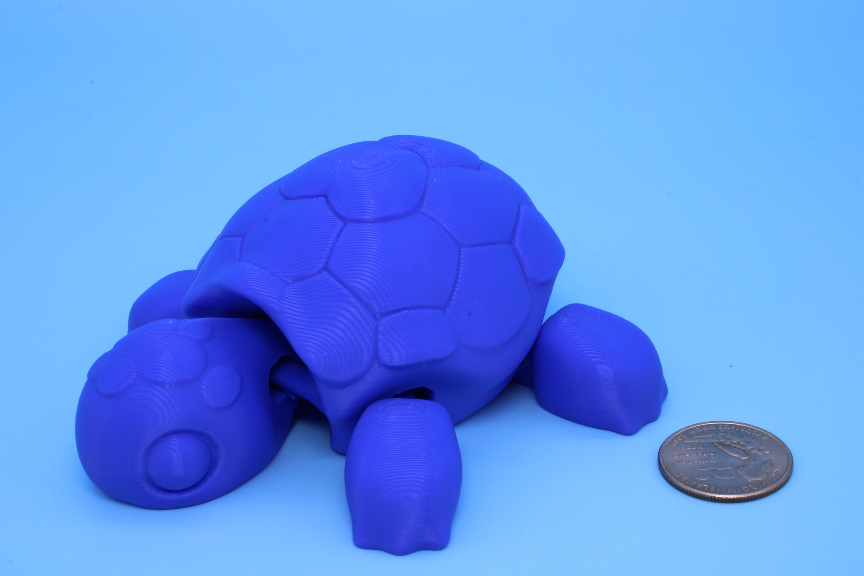 Articulating Turtle | 3D Printed Blue Cute Turtle with heart on shell.