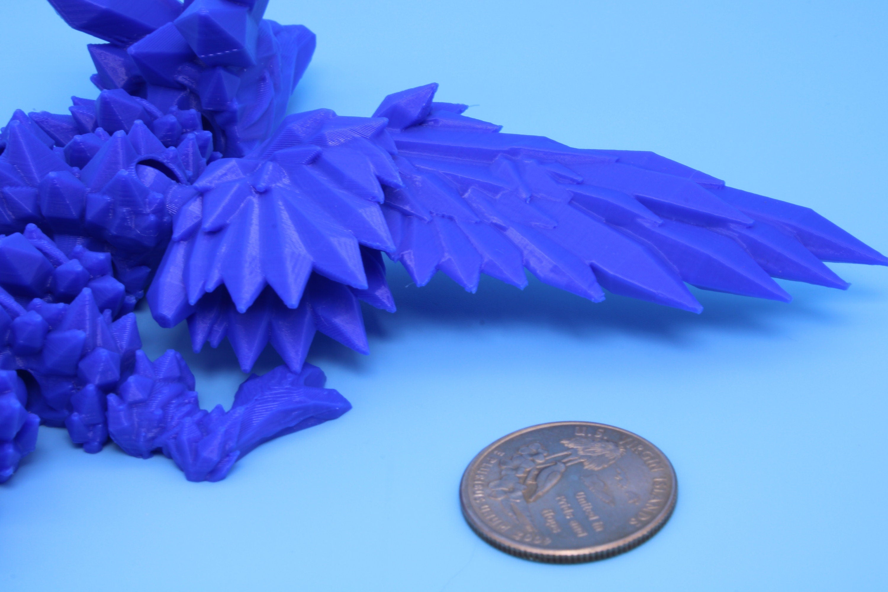 Baby Crystal Wing Dragon- Blue | Miniature | 3D printed | 7 in.