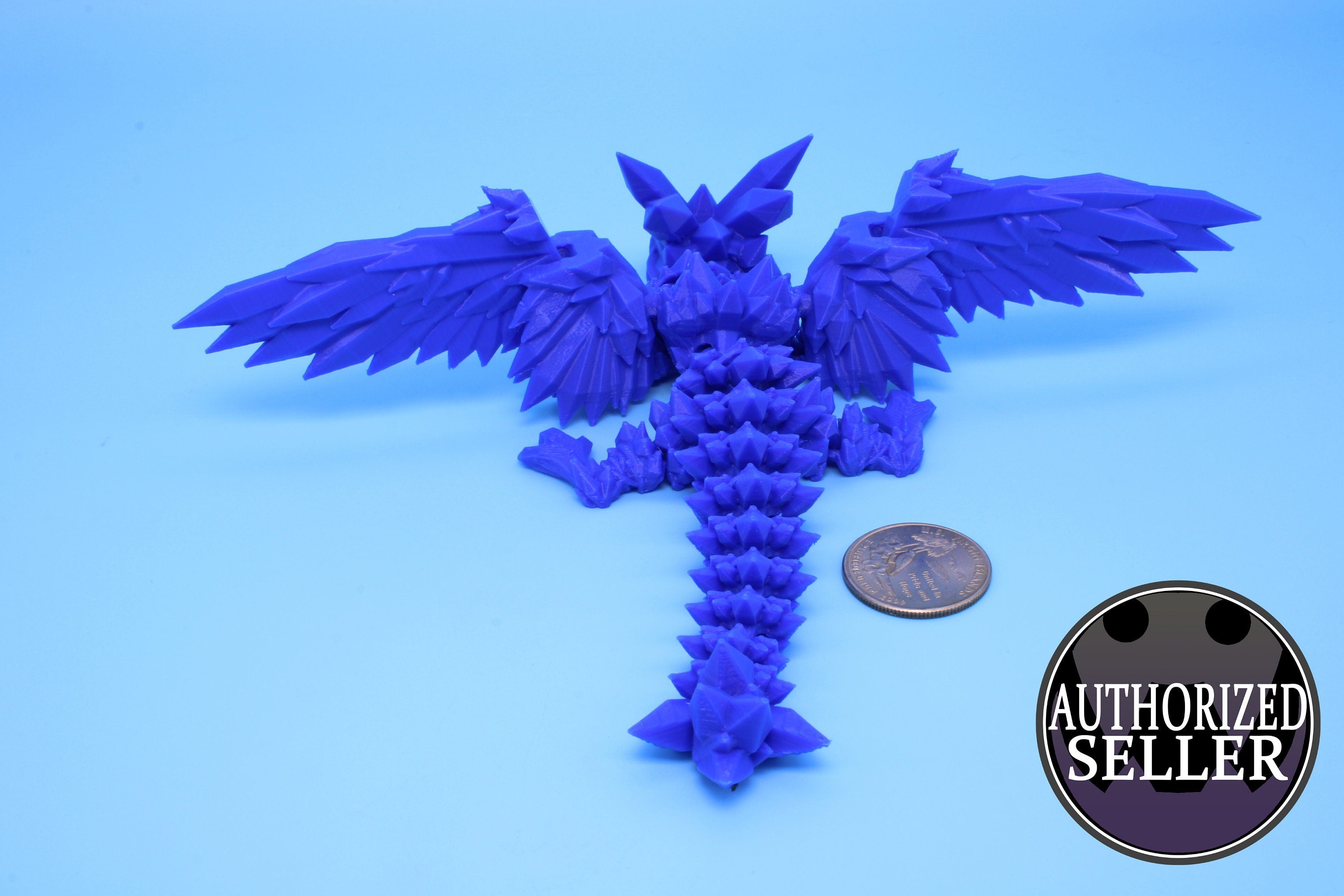 Baby Crystal Wing Dragon- Blue | Miniature | 3D printed | 7 in.