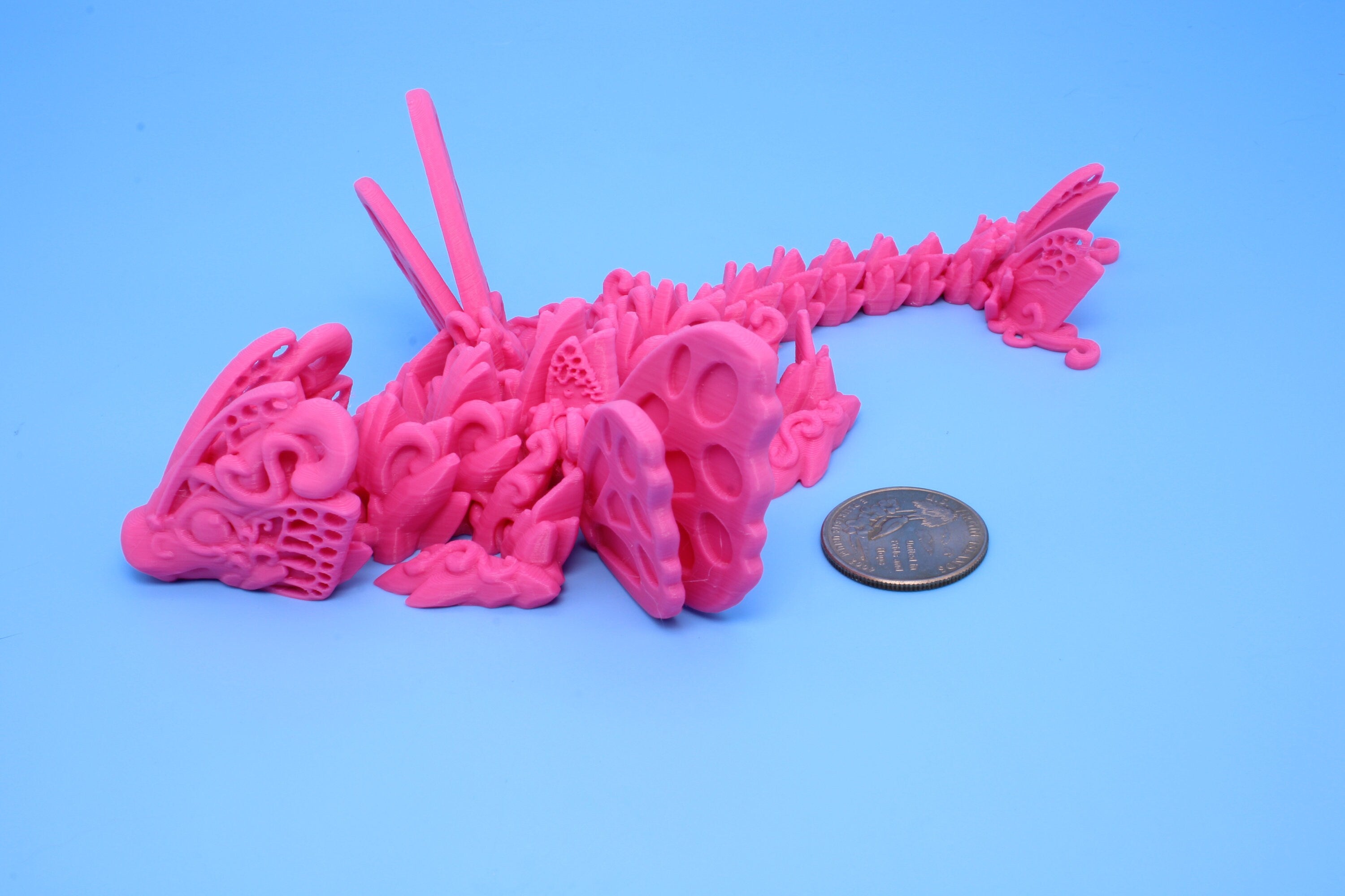 Butterfly Wing Dragon | 3D Printed, Miniature Articulating Dragon 8 in.