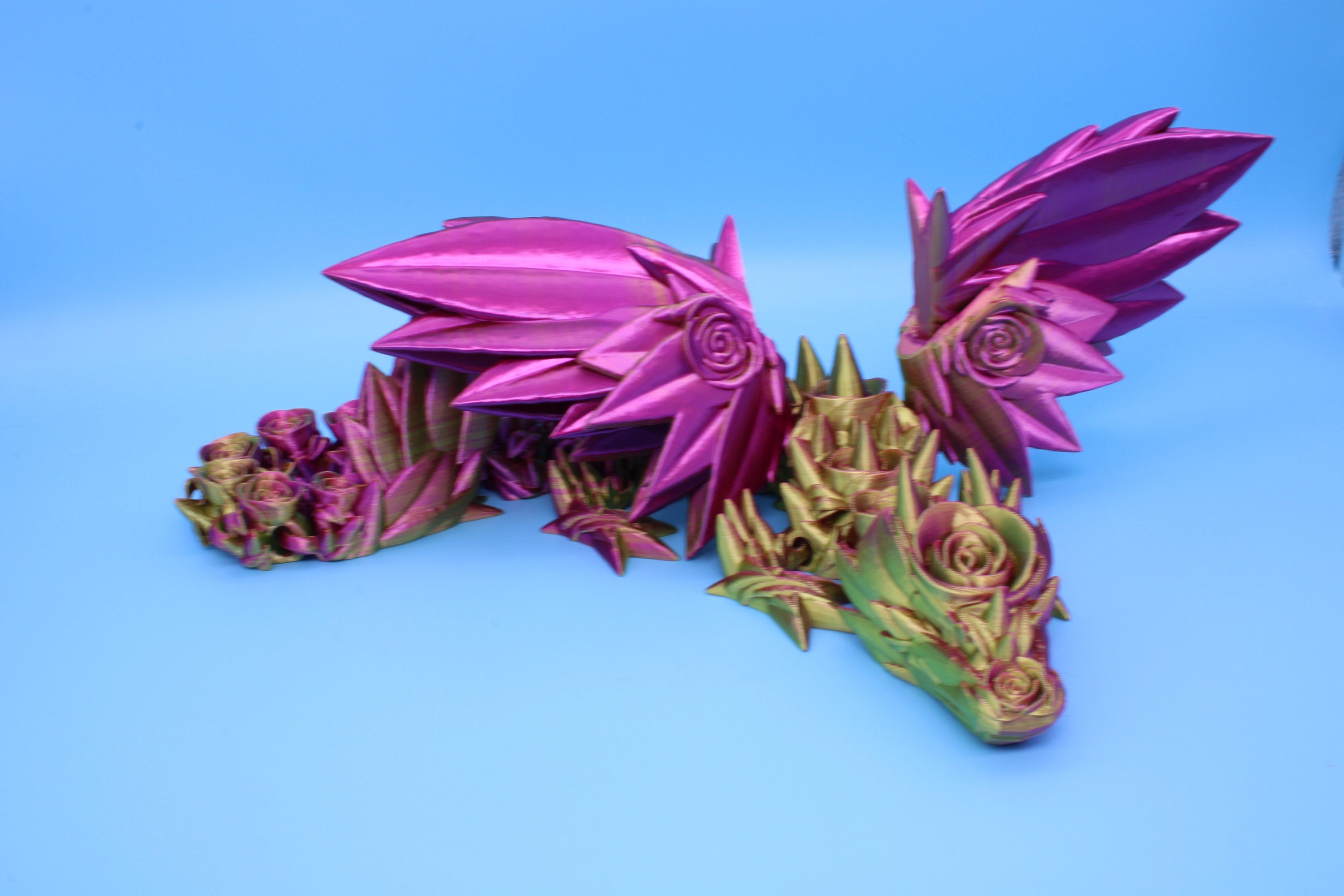 Rose Wing Dragon | Articulating Dragon | 3D Printed Fidget | 19 in. | Made To Order