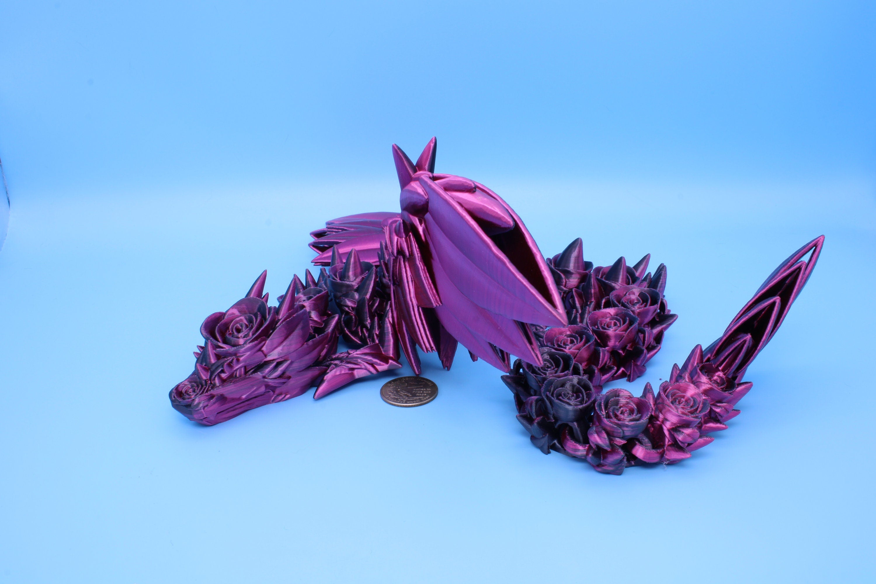 Rose Wing Dragon | Articulating Dragon | 3D Printed Fidget | 19 in. | Made To Order