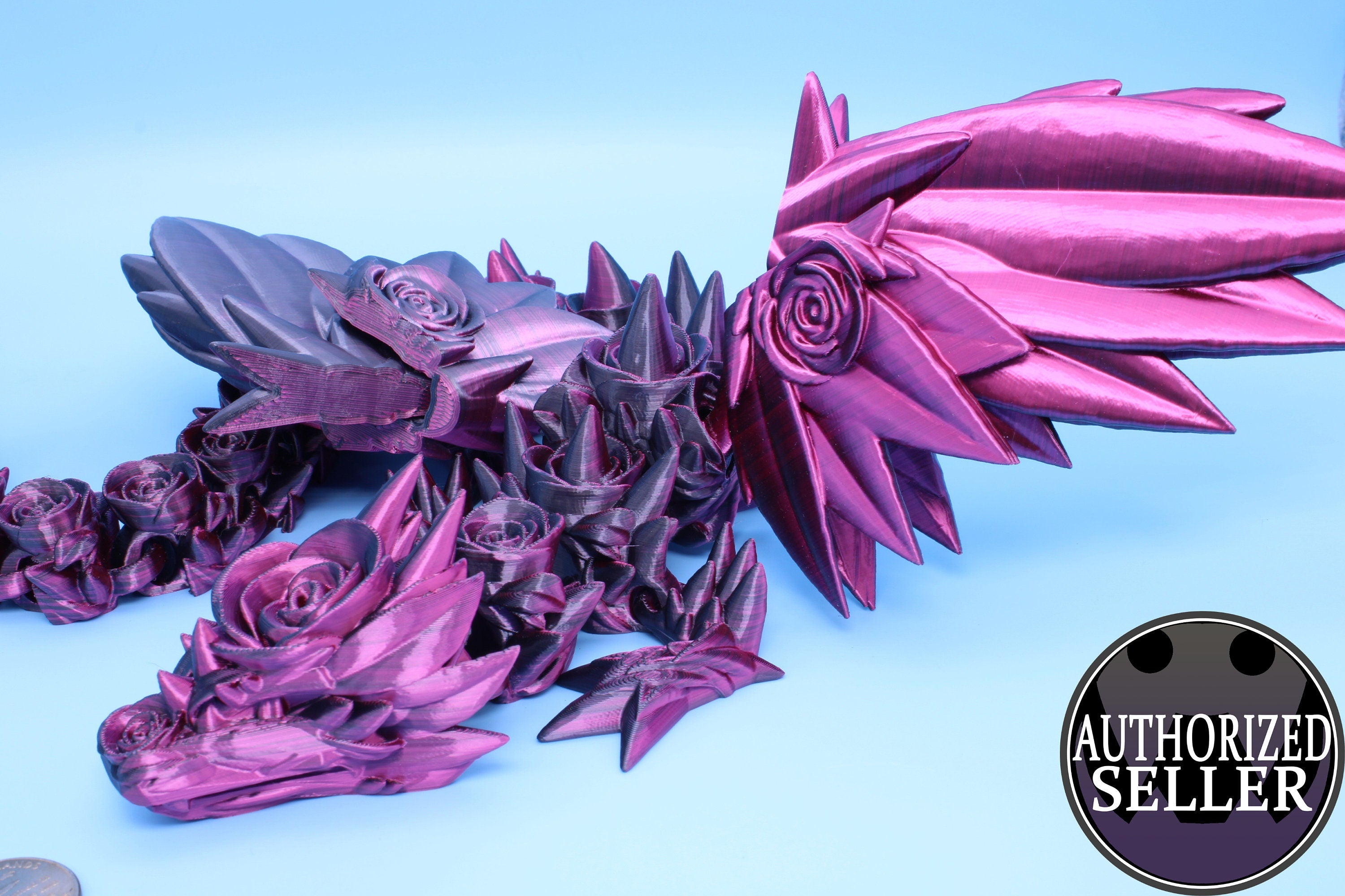 Rose Wing Dragon | Articulating Dragon | 3D Printed Fidget | 19 in. | Made To Order