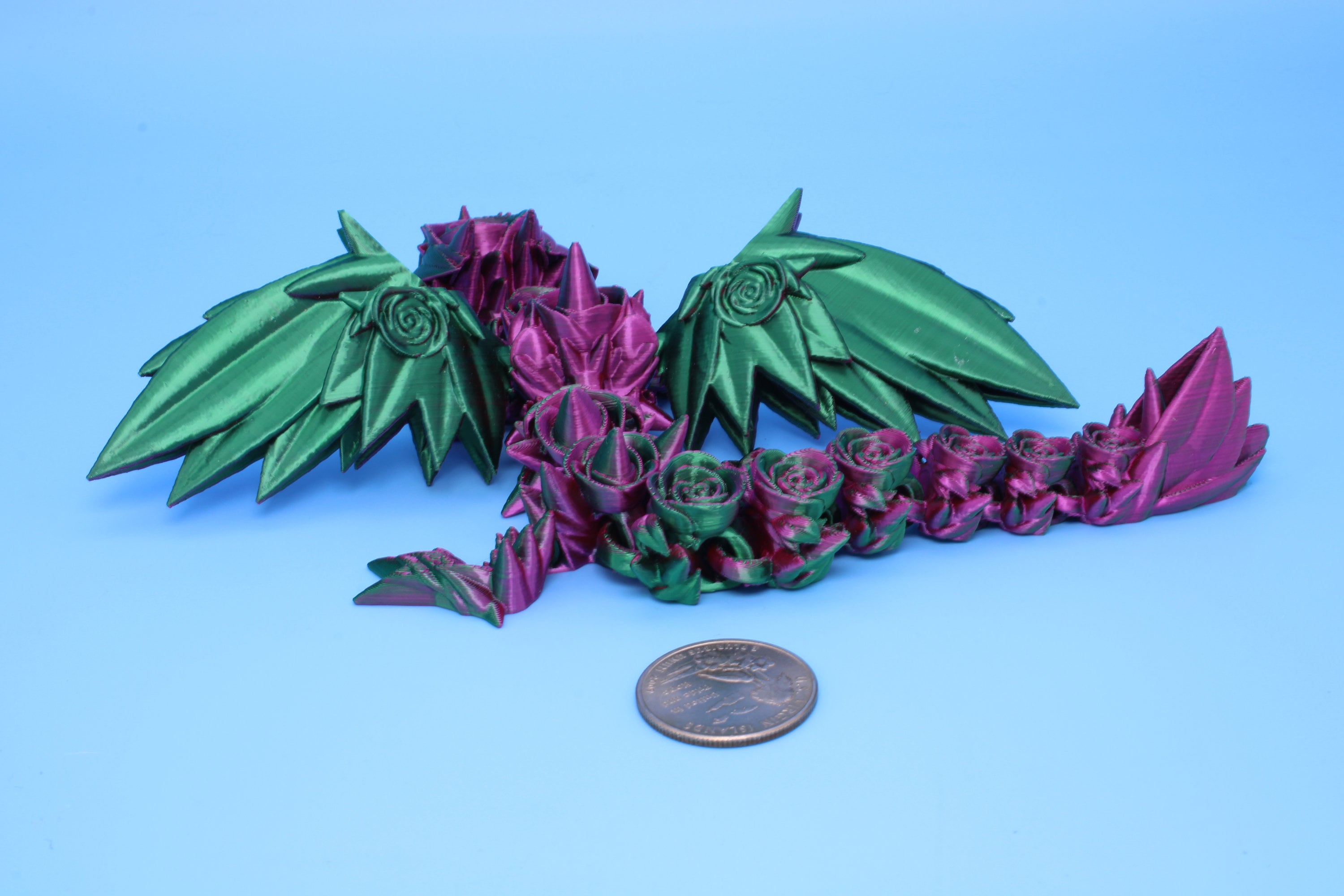 Baby Rose Wing Dragon | 3D Printed | Fidget | Flexi Toy 8.5 in. | Stress Relief Gift