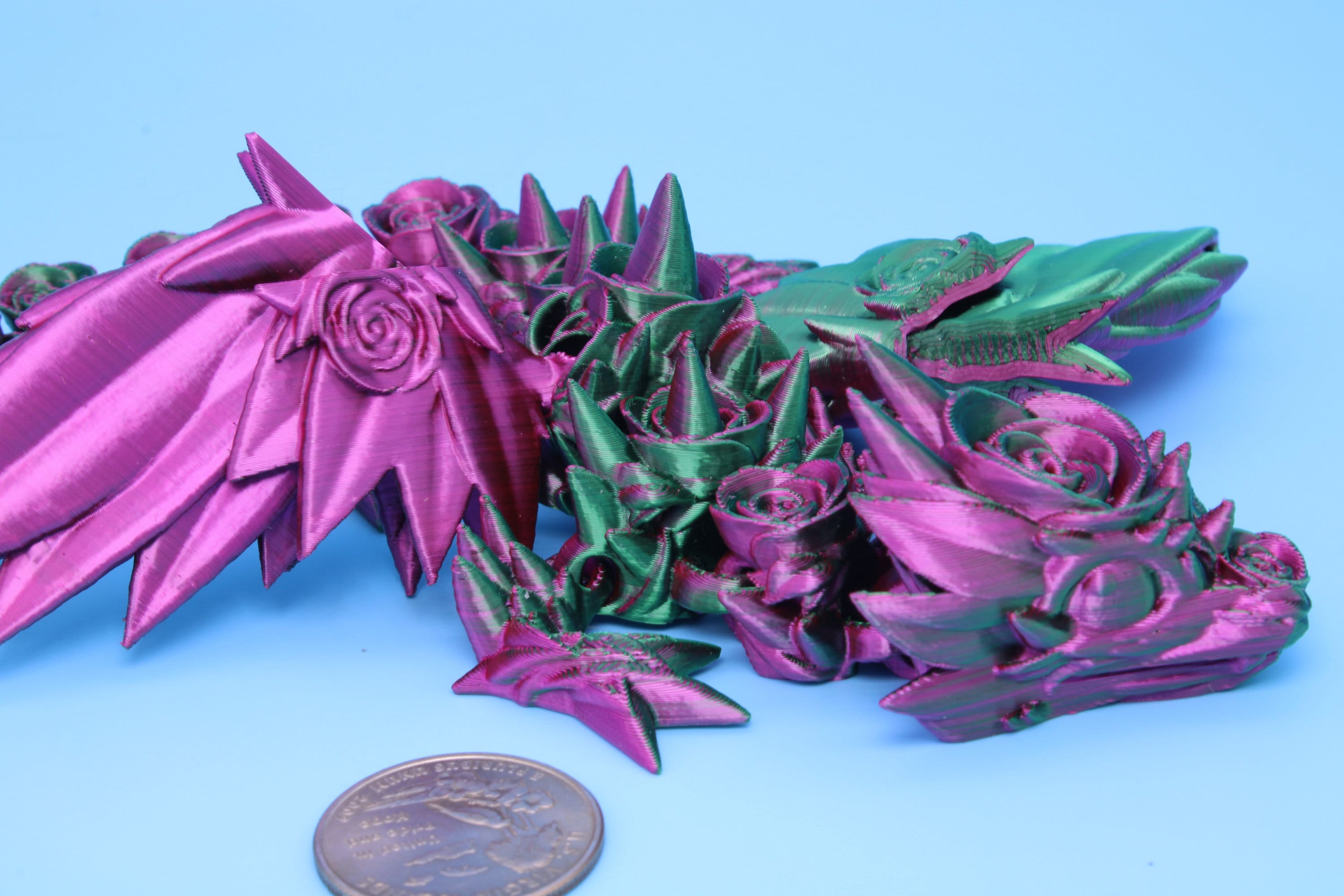 Baby Rose Wing Dragon | 3D Printed | Fidget | Flexi Toy 8.5 in. | Stress Relief Gift