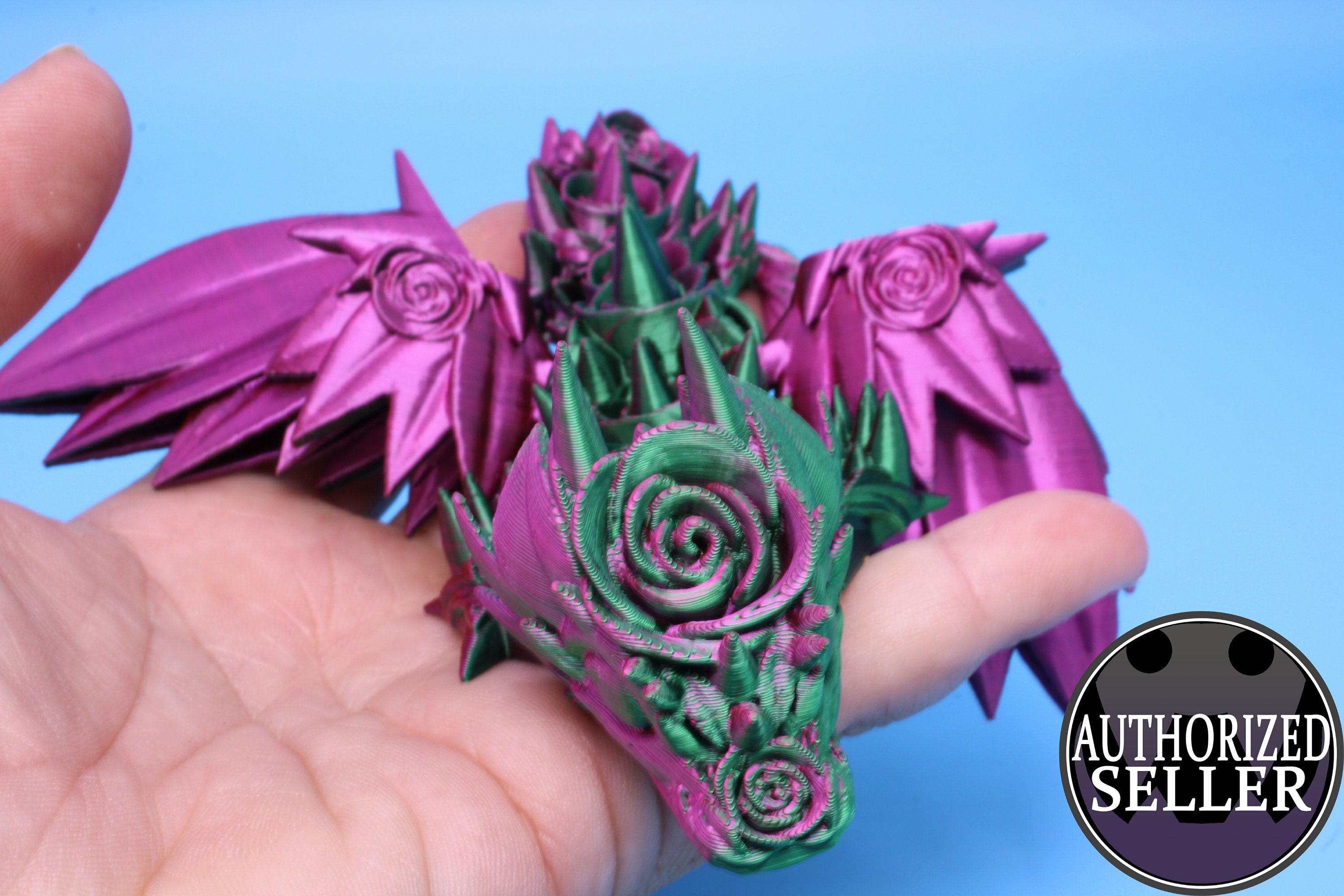 Baby Rose Wing Dragon | 3D Printed | Fidget | Flexi Toy 8.5 in. | Stress Relief Gift