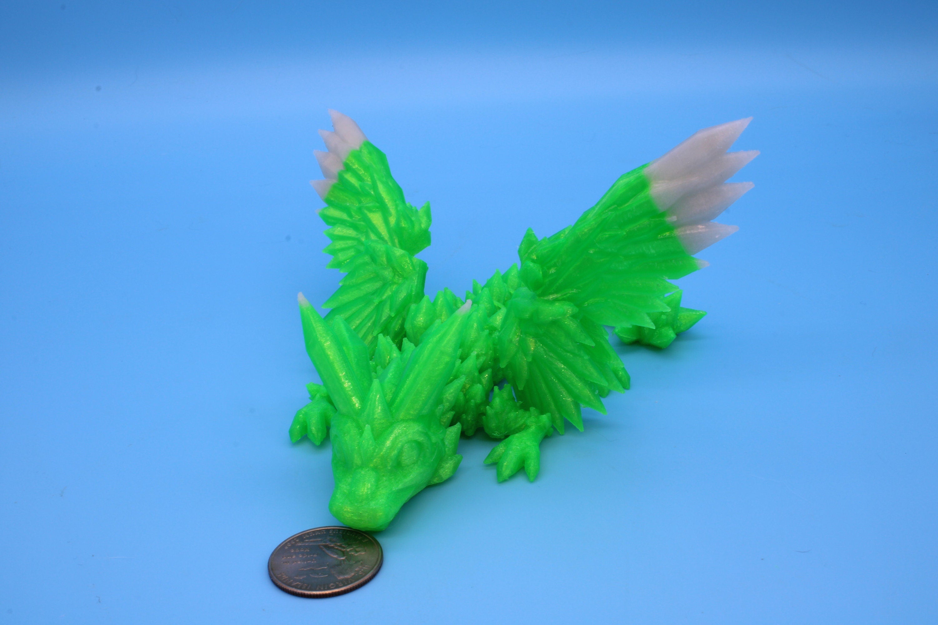 Baby Crystal Wing Dragon | Miniature | 3D printed | Dragon Fidget | Flexi Toy | 7 in. | Pet Dragon.