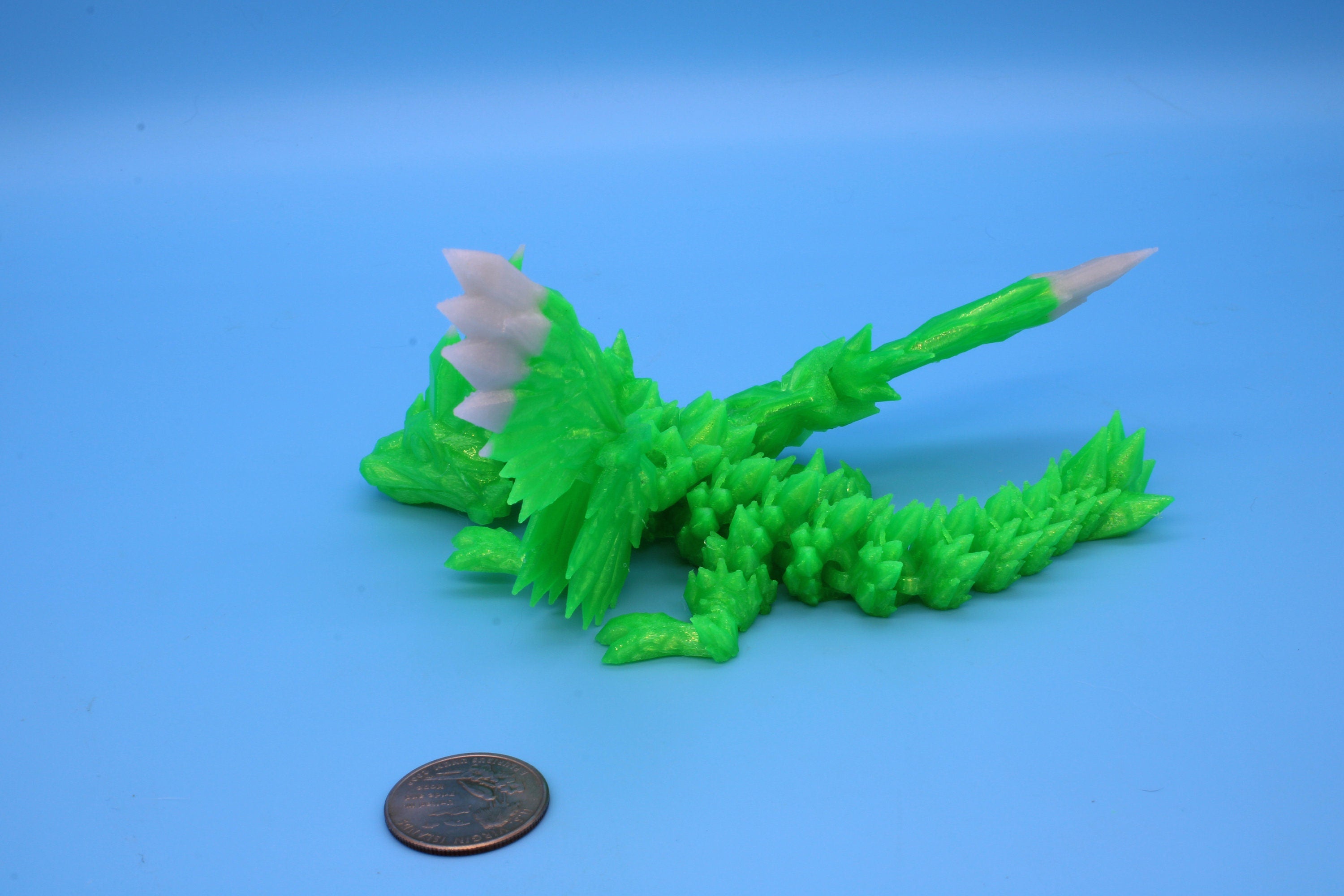 Baby Crystal Wing Dragon | Miniature | 3D printed | Dragon Fidget | Flexi Toy | 7 in. | Pet Dragon.