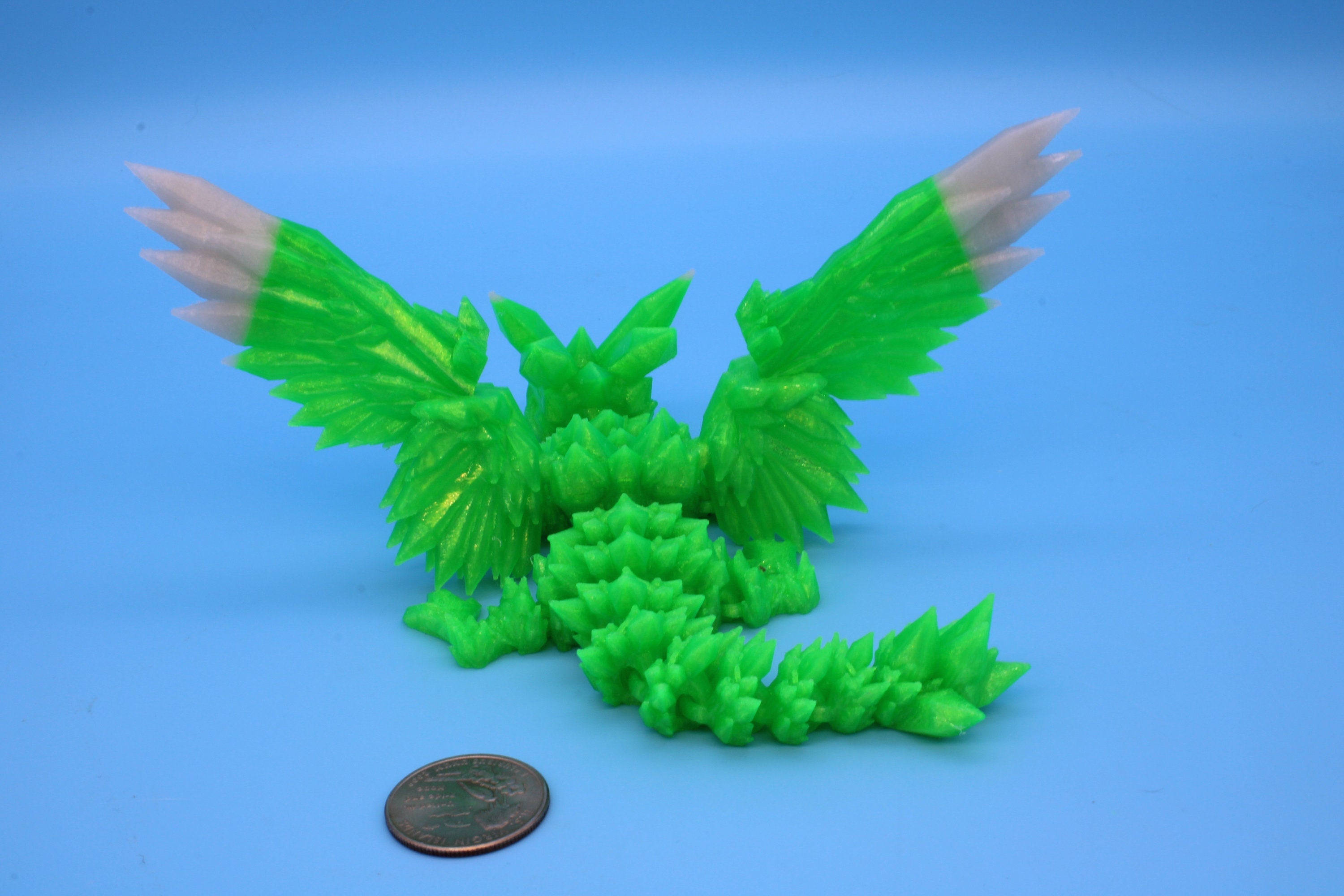 Baby Crystal Wing Dragon | Miniature | 3D printed | Dragon Fidget | Flexi Toy | 7 in. | Pet Dragon.