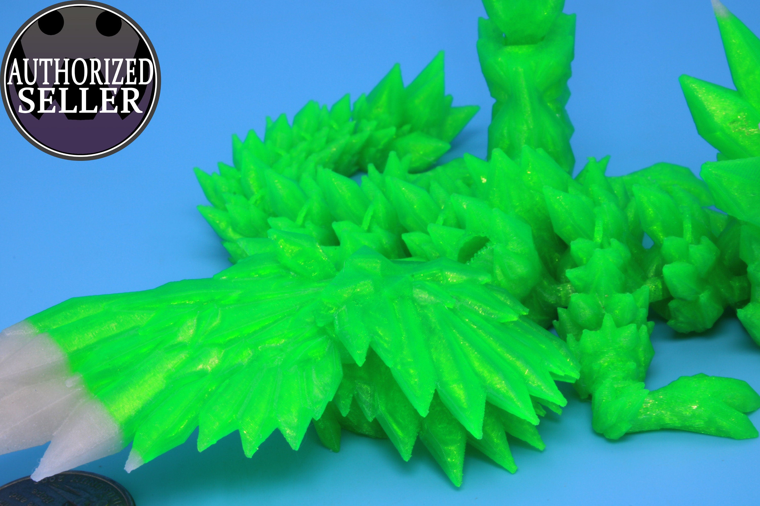 Baby Crystal Wing Dragon | Miniature | 3D printed | Dragon Fidget | Flexi Toy | 7 in. | Pet Dragon.