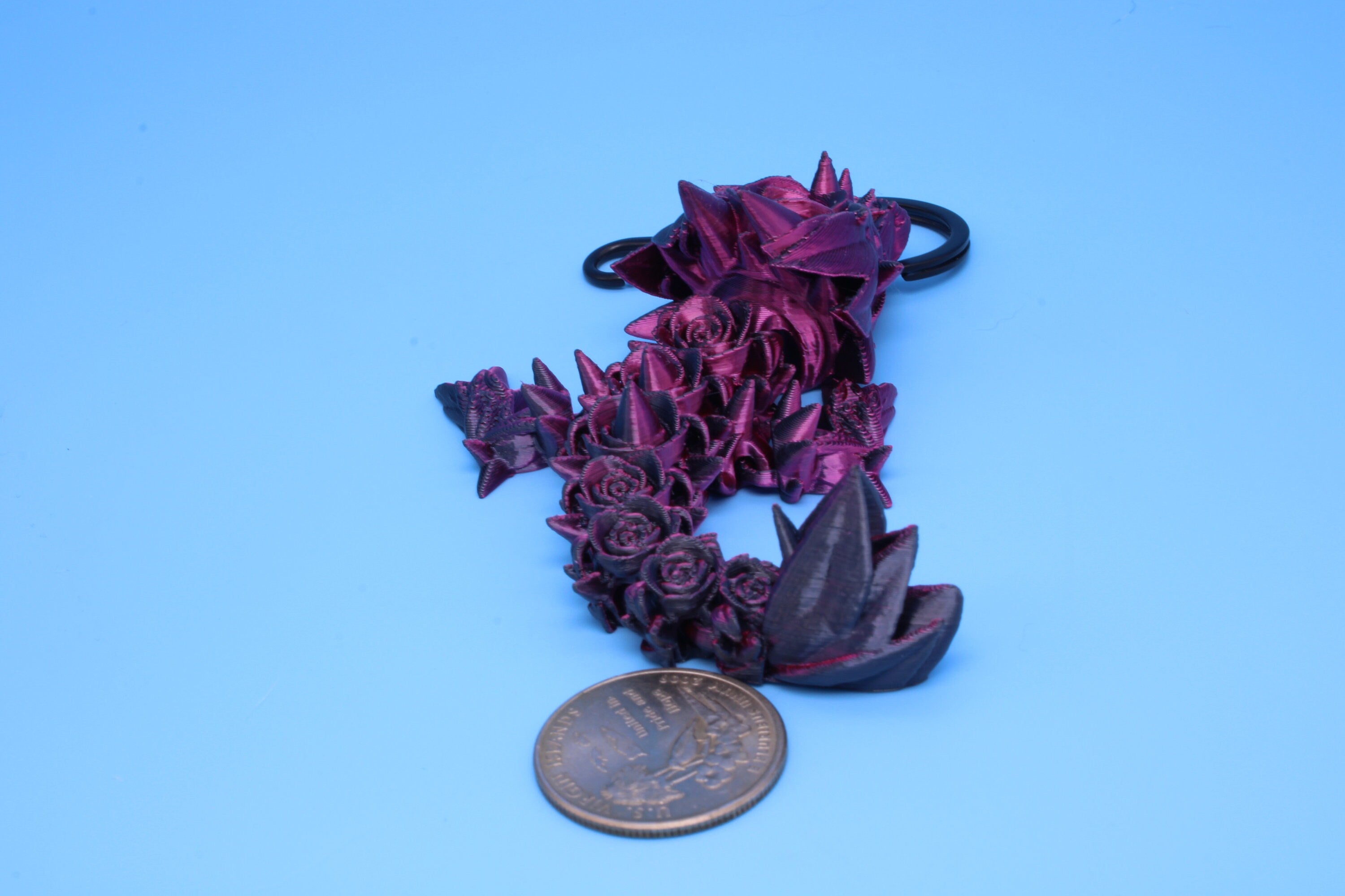 Baby Rose Dragon- Tadling Keychain | 3D Printed Rose Dragon | 4.75 inches Made to Order